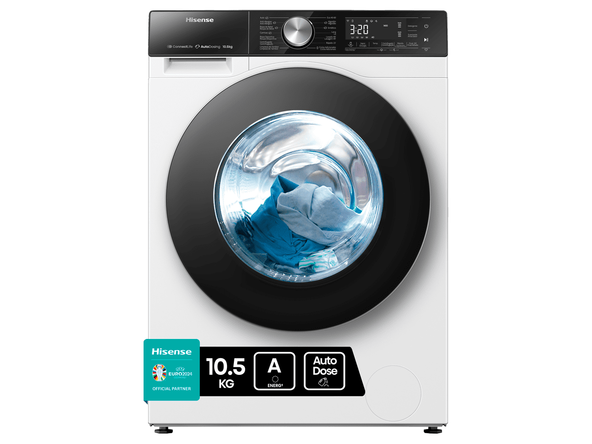 Hisense - Máquina de lavar roupa WF5S1045BW, AutoDose + WiFi + Gtia. 10 Años, 