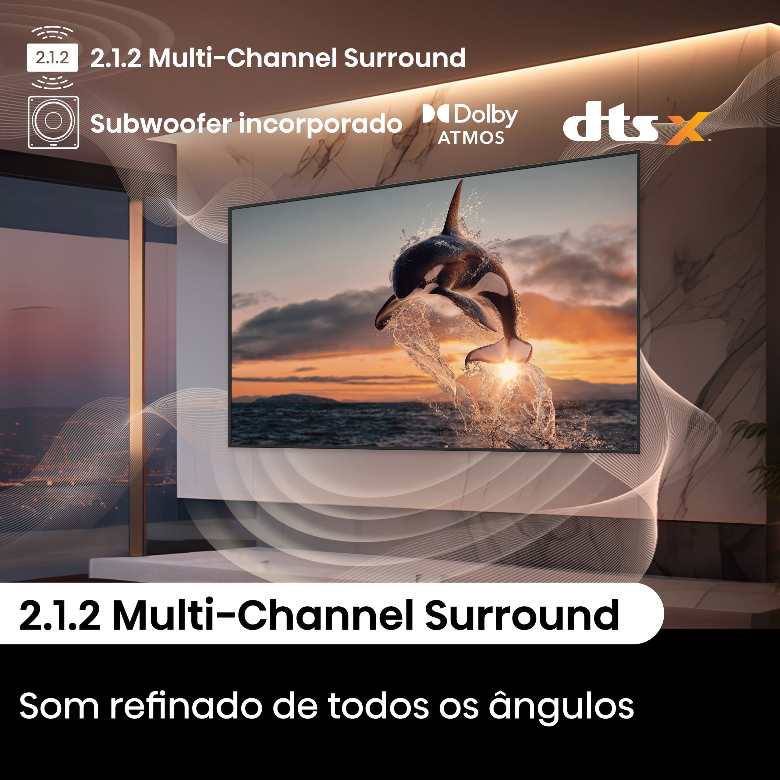 Hisense - Mini-LED TV 65U8NQ, Quantum Dot Colour, 2.1.2 Som multicanal, Modo Jogo de 144Hz