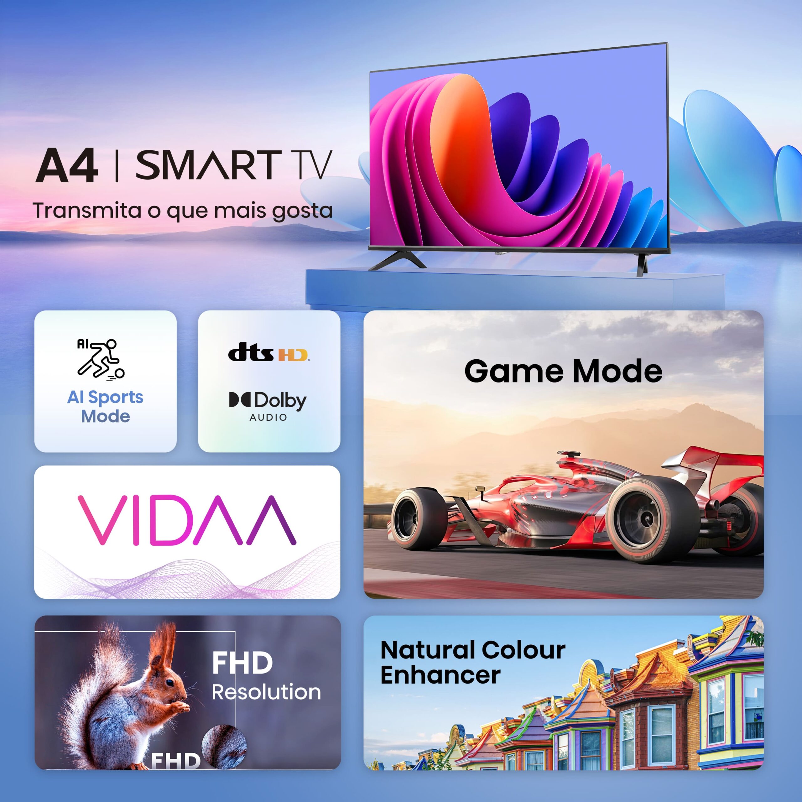Hisense - Smart TV HD 32A4N 32 polegadas, TV com Modo Jogo, DVB-T2
