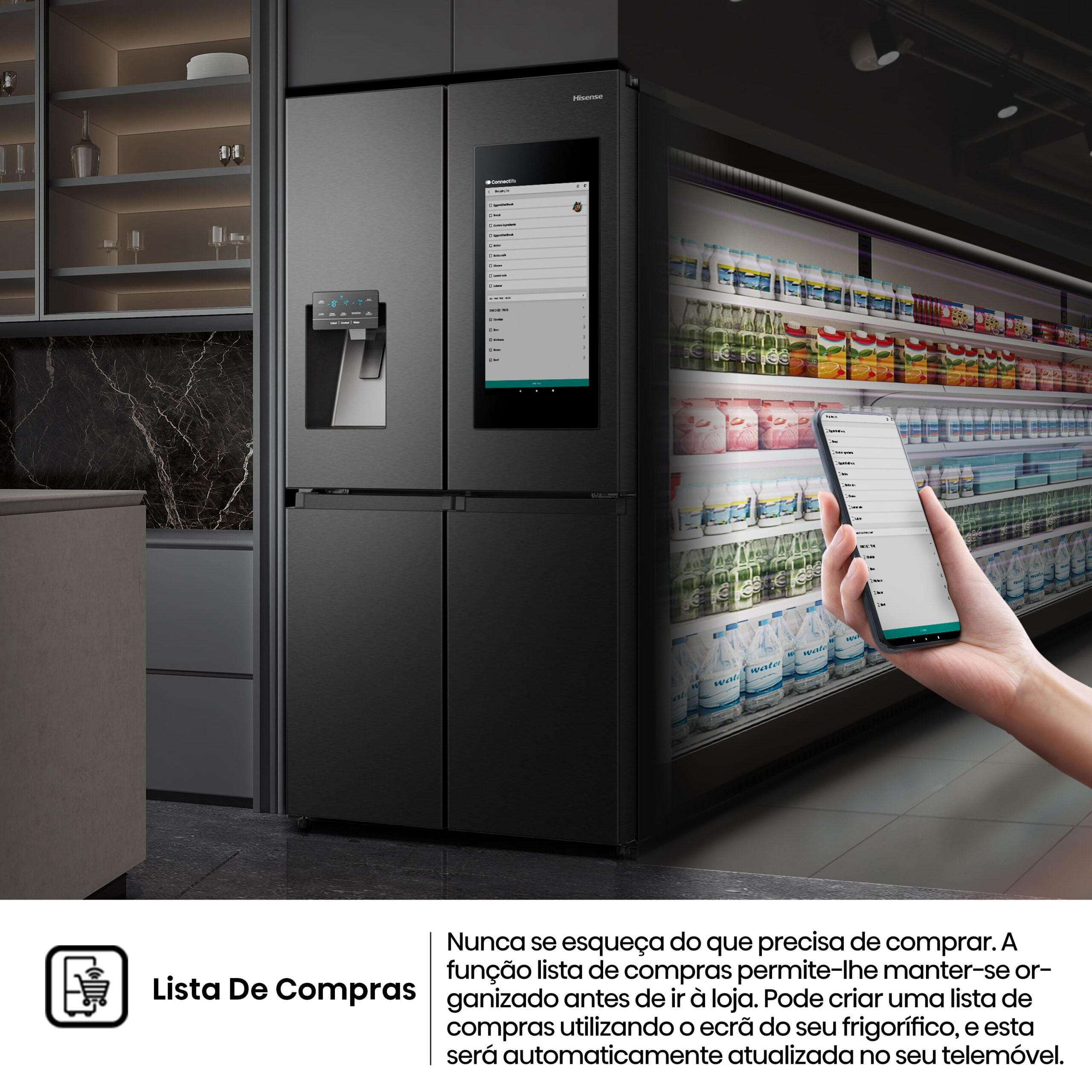 Hisense - RQ760N4IFE – Frigorífico Americano Cross Door, Classe E, 577L