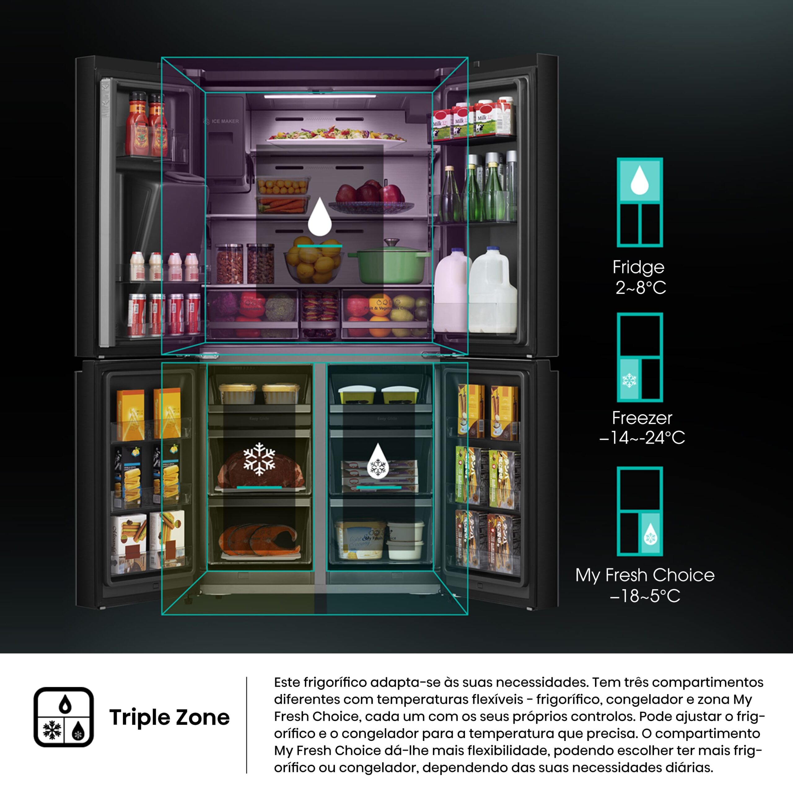 Hisense - RQ760N4IFE – Frigorífico Americano Cross Door, Classe E, 577L