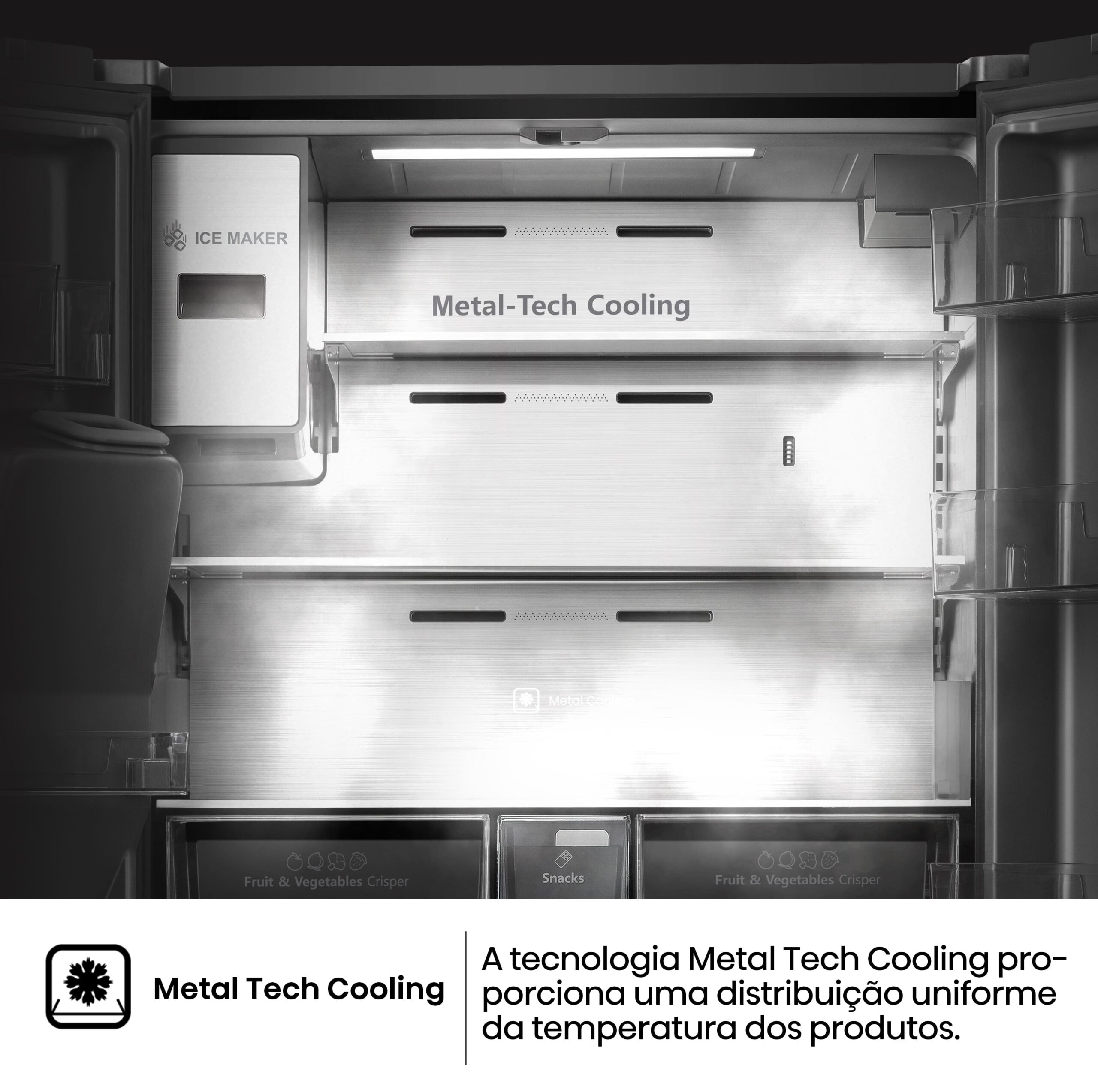 Hisense - RQ760N4IFE – Frigorífico Americano Cross Door, Classe E, 577L