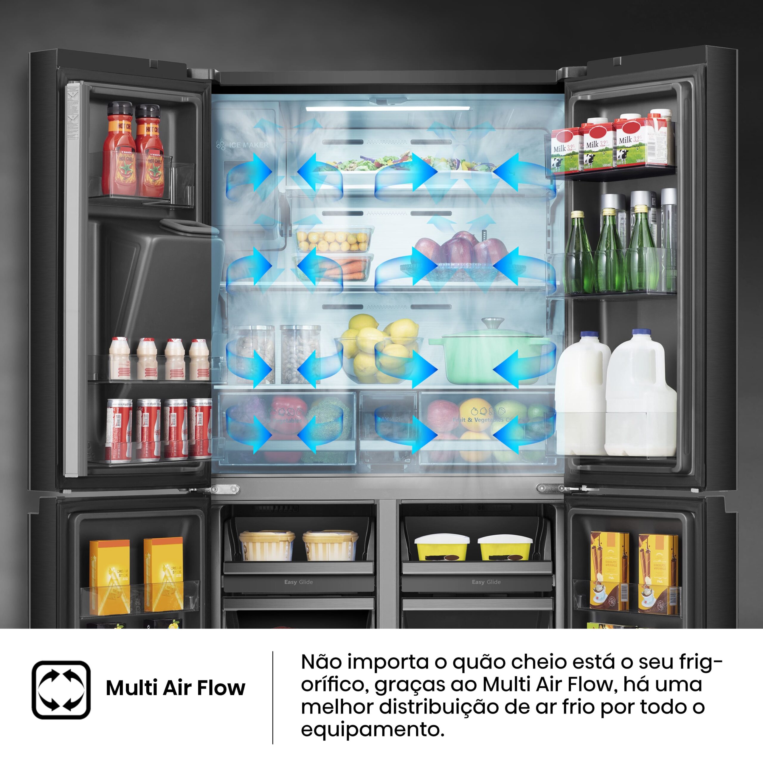 Hisense - RQ760N4IFE – Frigorífico Americano Cross Door, Classe E, 577L