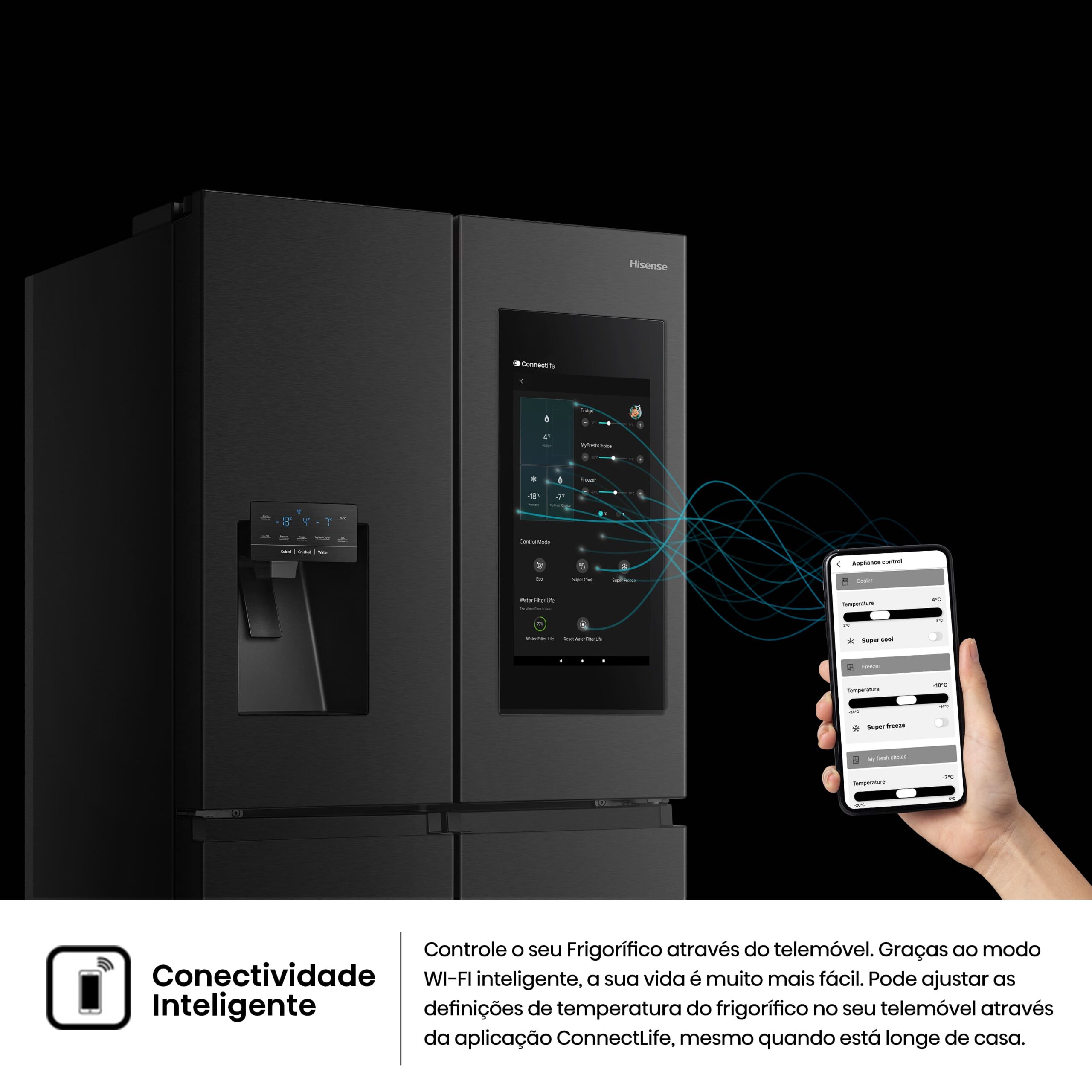 Hisense - RQ760N4IFE – Frigorífico Americano Cross Door, Classe E, 577L