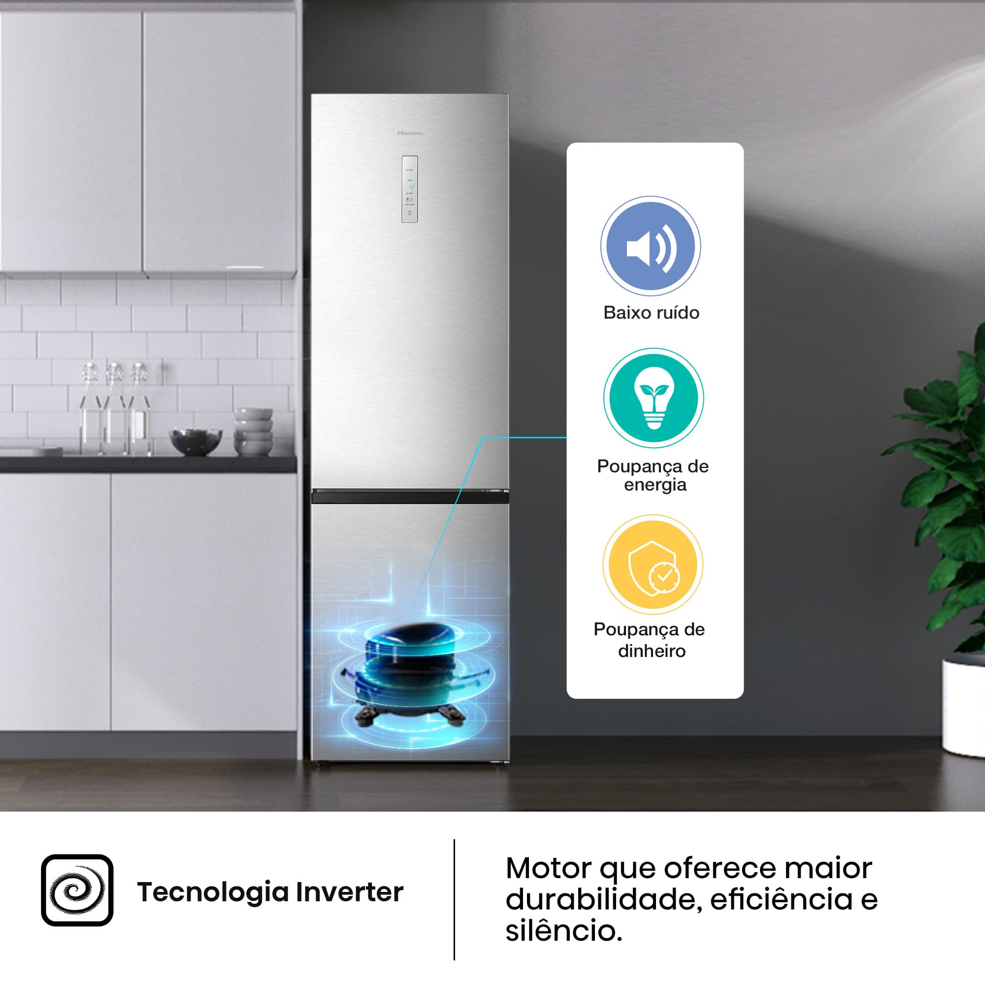 Hisense - RB440N4ACD – Combinado 2 Portas, Classe D, 336L
