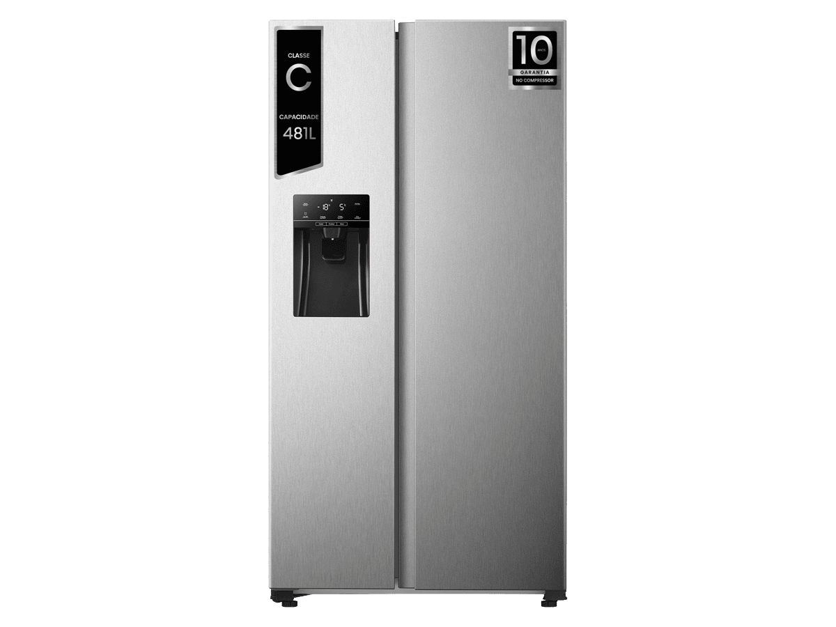 Hisense - RS650N4AC2 – Frigorífico americano Side by Side, Classe E, 499L, Dispensador de água e gelo (depósito), 