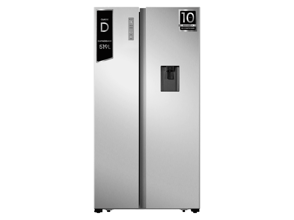 Hisense - RS677N4WCD – Frigorífico Americano Side By Side, Classe E, 519L, Dispensador de água (depósito), 