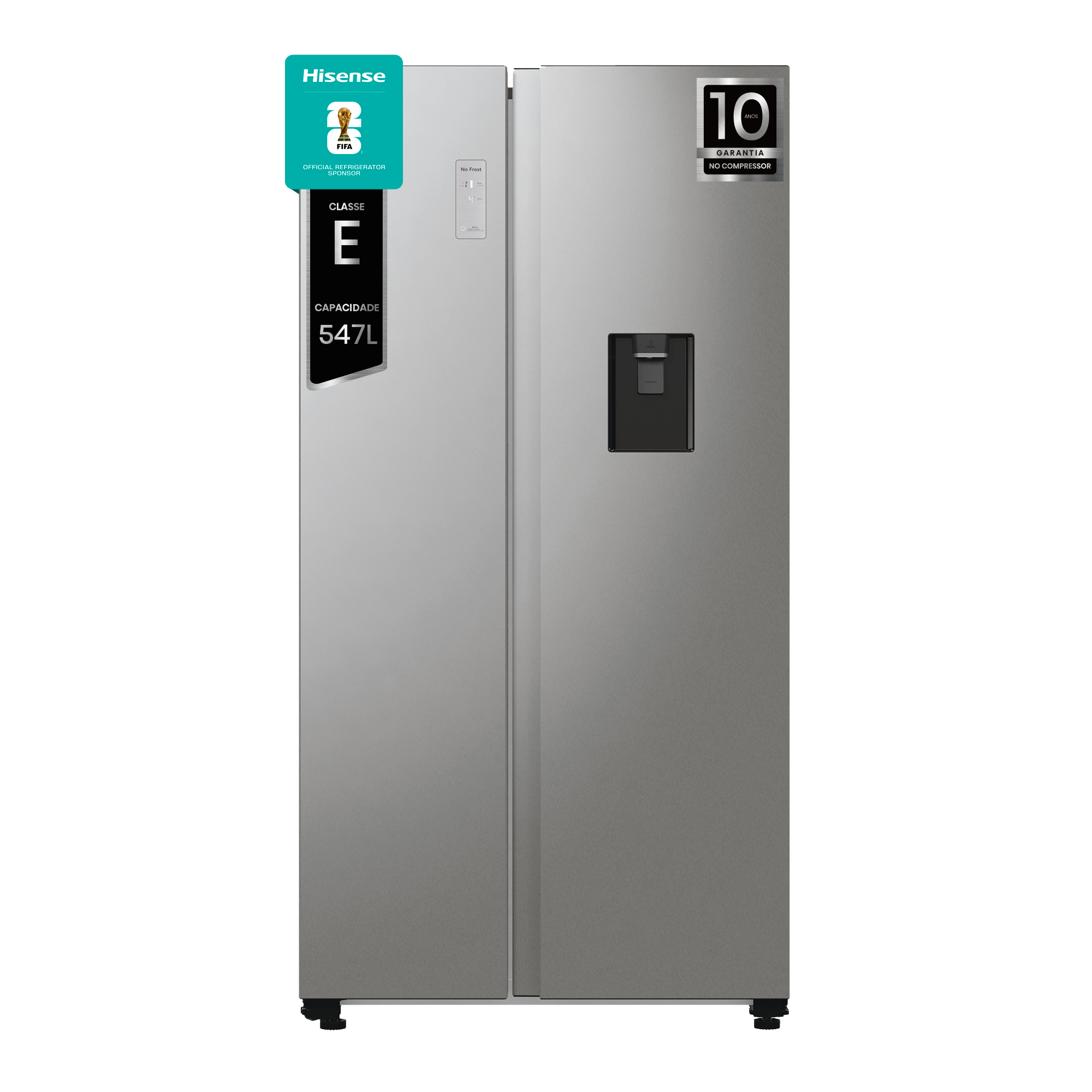 Hisense - RS711N4WCE – Frigorífico Americano Side By Side, Classe E, 547L, Dispensador de água (depósito), 