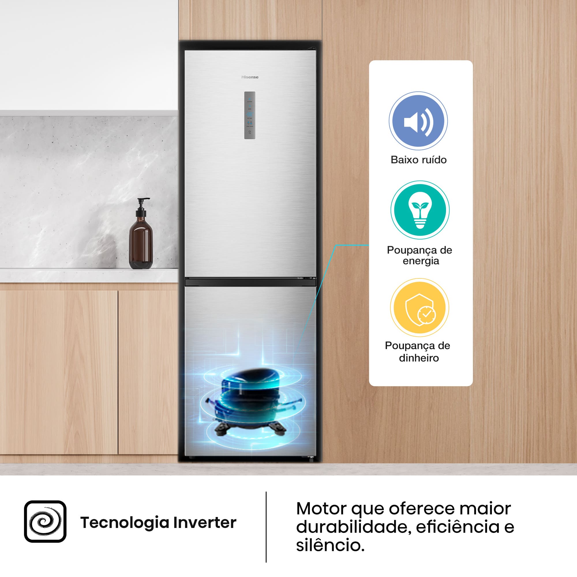 Hisense - RB390N4BCC – Combinado 2 Portas, Classe C, 304L