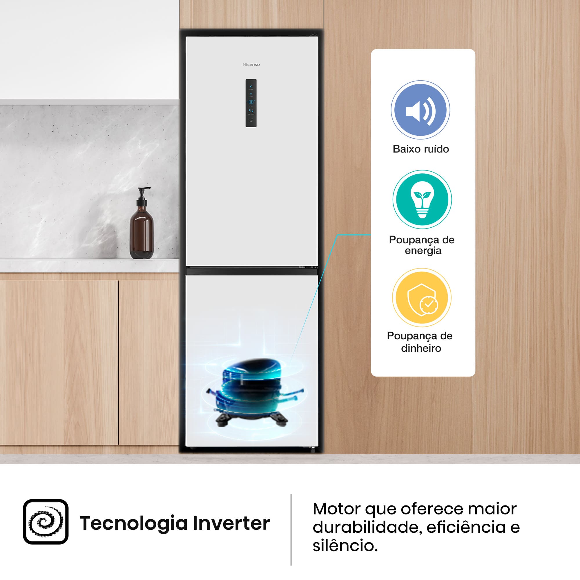 Hisense - RB390N4DWD – Combinado 2 Portas, Classe D, 304L
