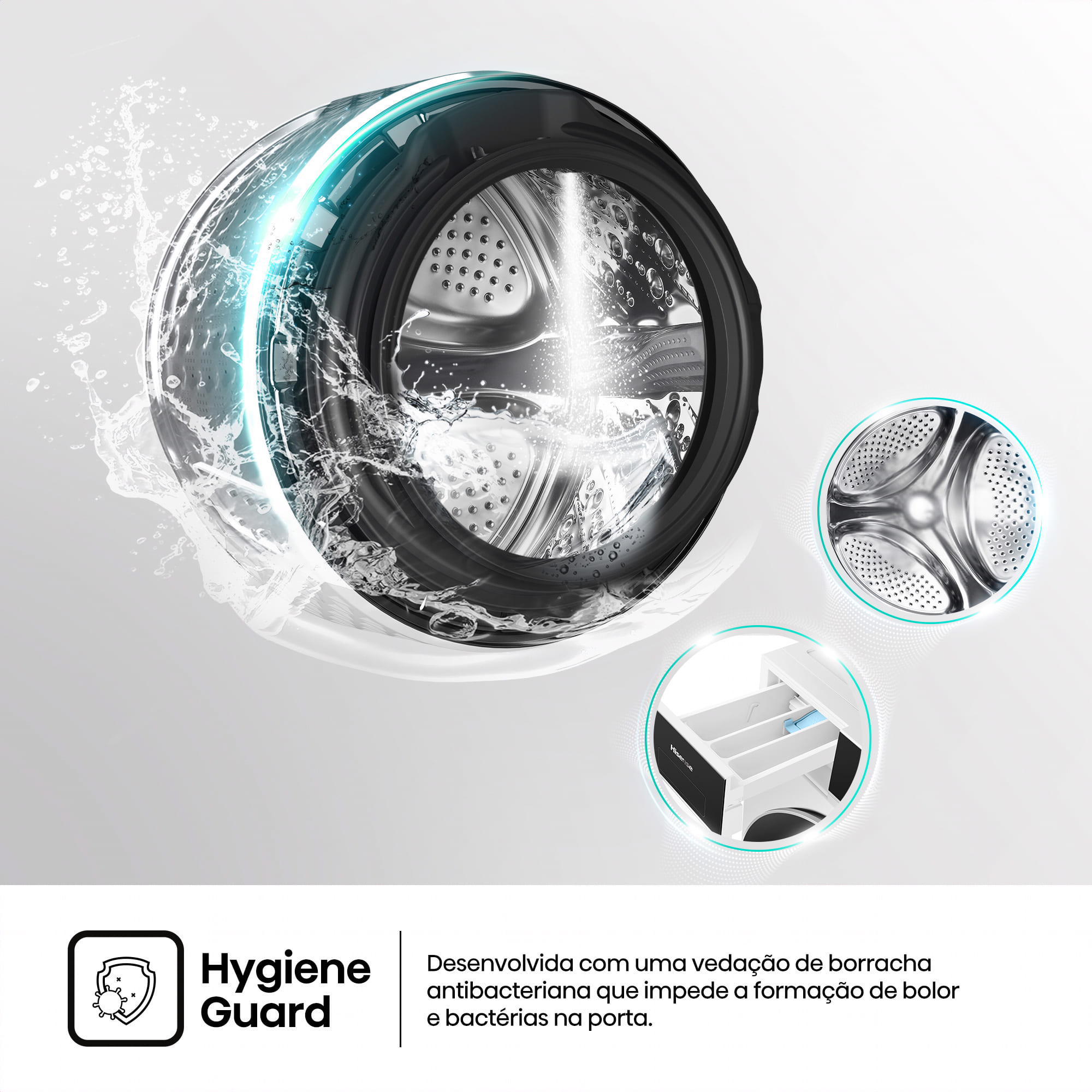 Hisense - WF5I8043BWF – Máquina de Lavar Roupa Serie 5i, 8Kg, Classe A