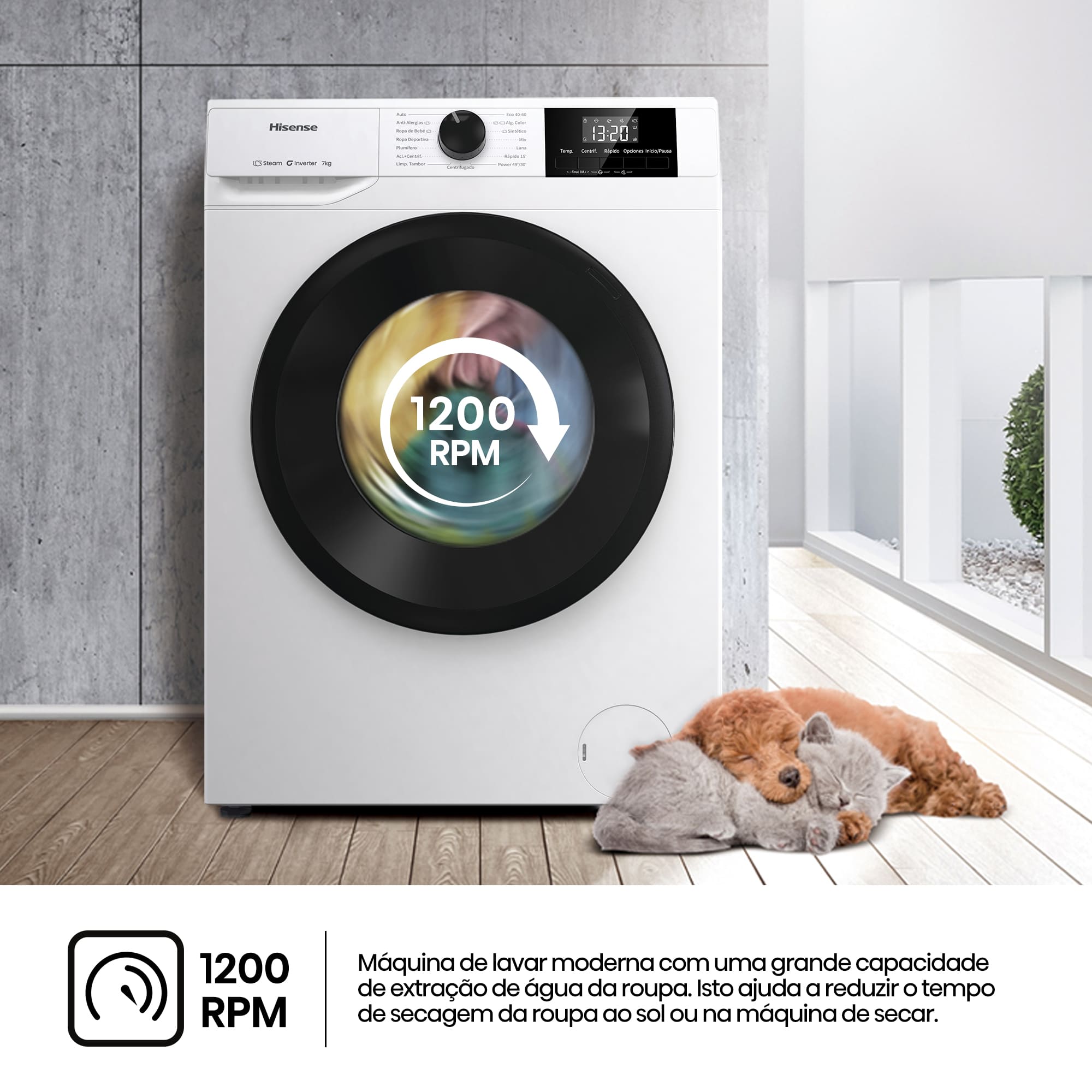 Hisense - WF1G7021BW – Máquina de Lavar Roupa Serie 1Q, 7Kg, Classe B