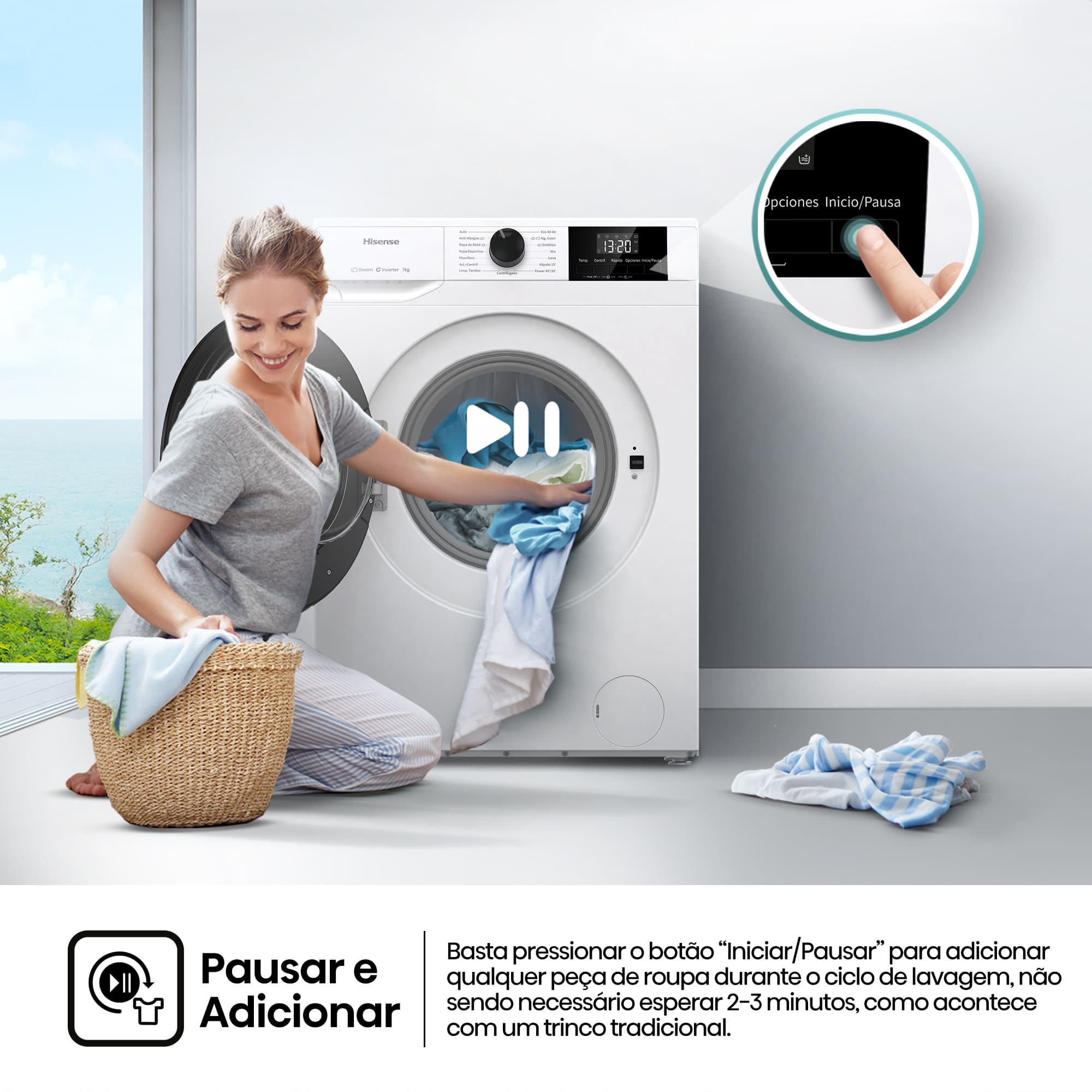 Hisense - WF1G7021BW – Máquina de Lavar Roupa Serie 1Q, 7Kg, Classe B