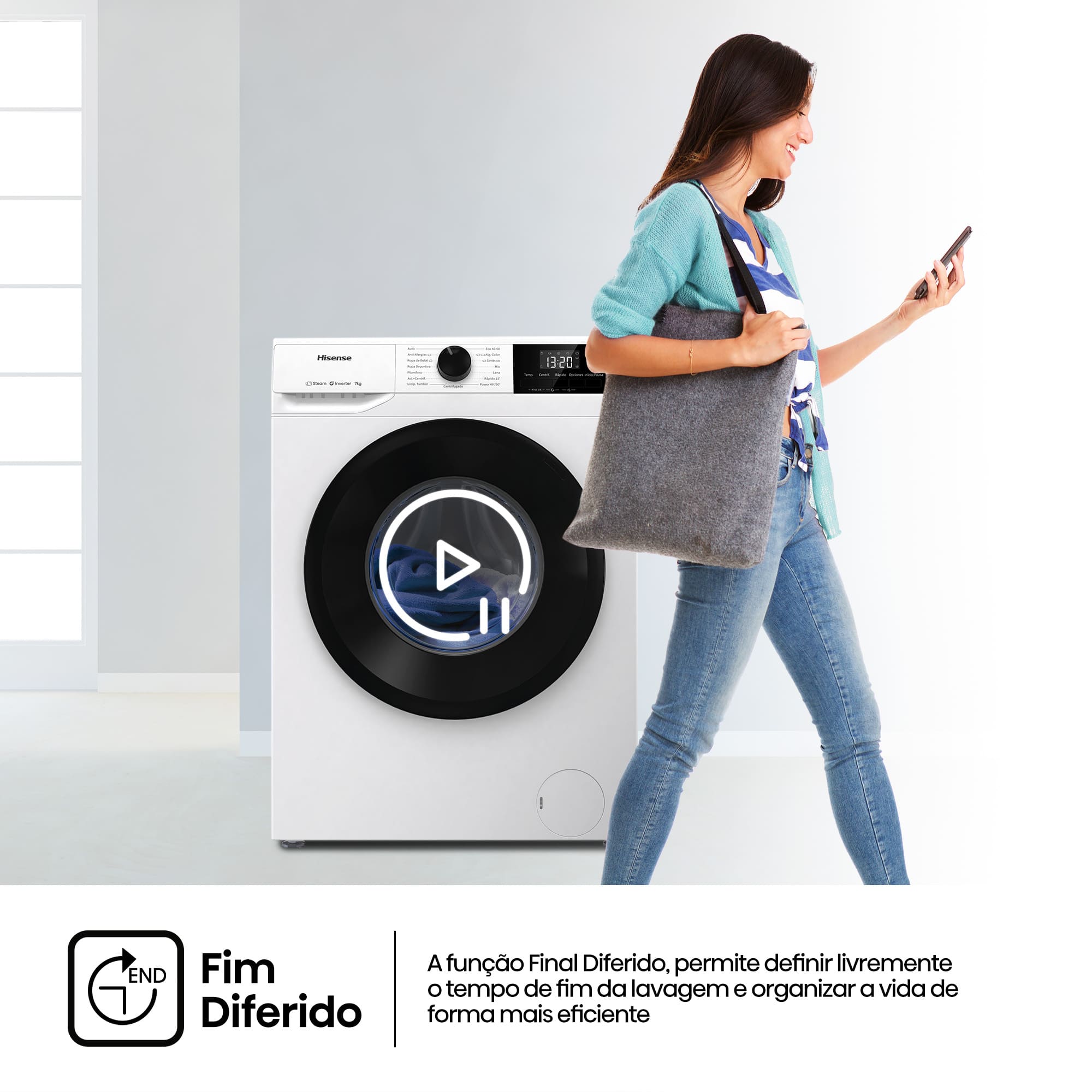 Hisense - WF1G7021BW – Máquina de Lavar Roupa Serie 1Q, 7Kg, Classe B