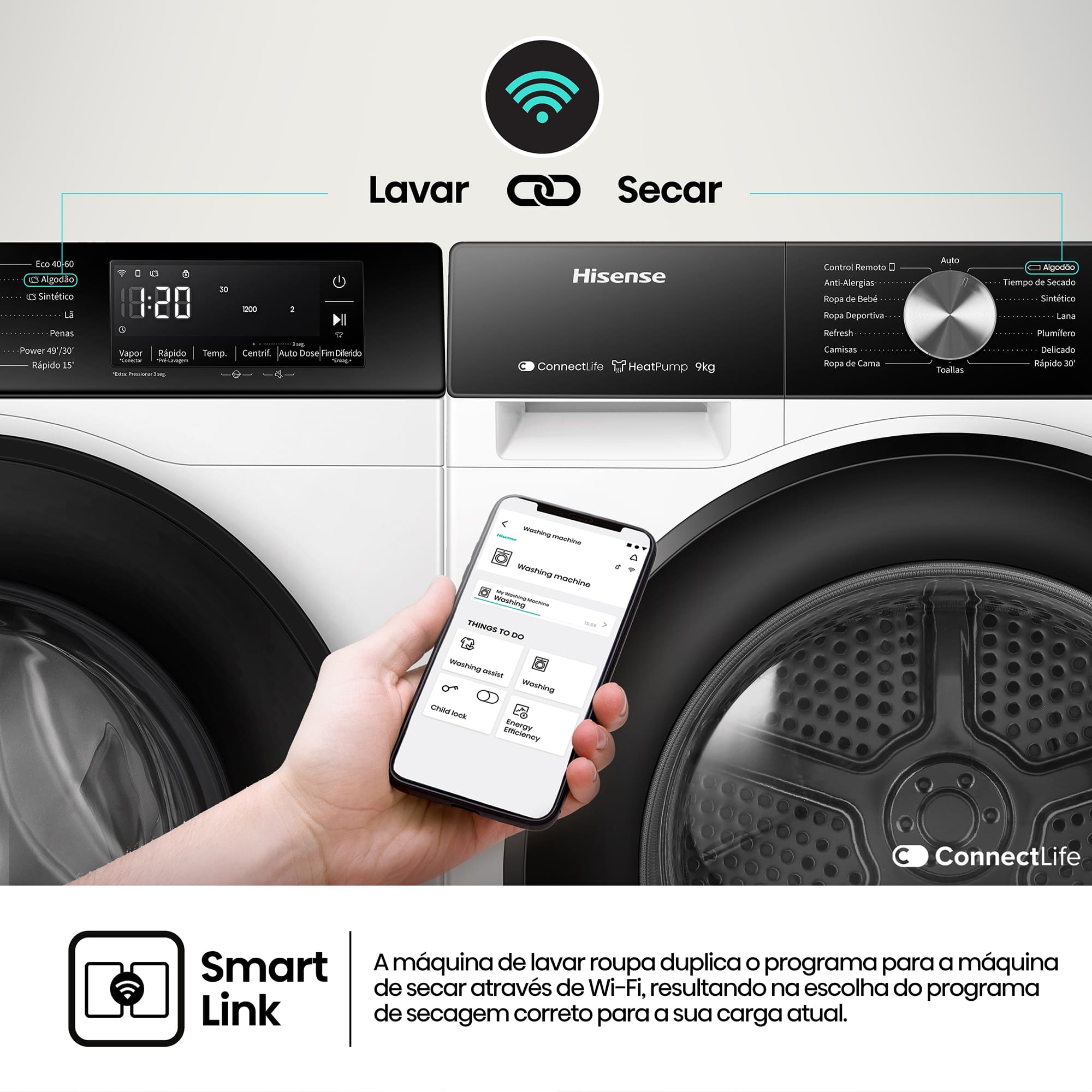 Hisense - WF3S9045BW3 – Máquina de Lavar Roupa Serie 3S, 9Kg, Classe A -30%