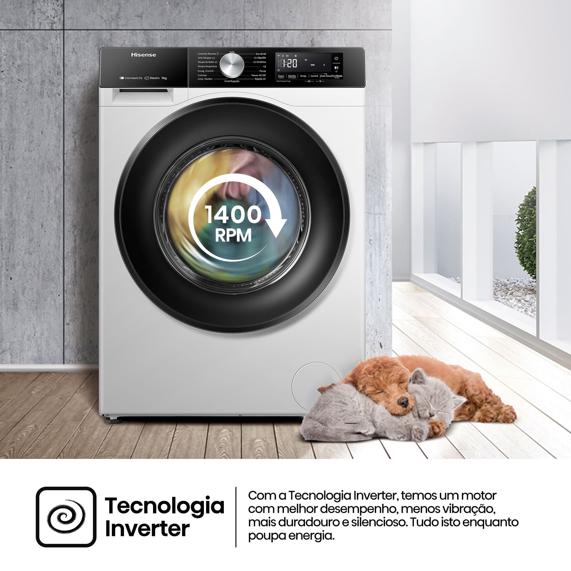 Hisense - WF3S9045BW3 – Máquina de Lavar Roupa Serie 3S, 9Kg, Classe A -30%