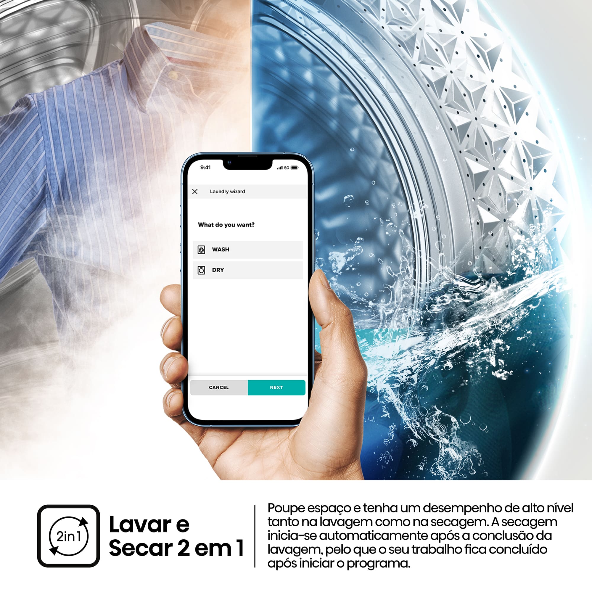 Hisense - WD3S8043BW3 – Máquina de Lavar e Secar Roupa Serie 3S, 8/5 Kg, Classe D/A -30%