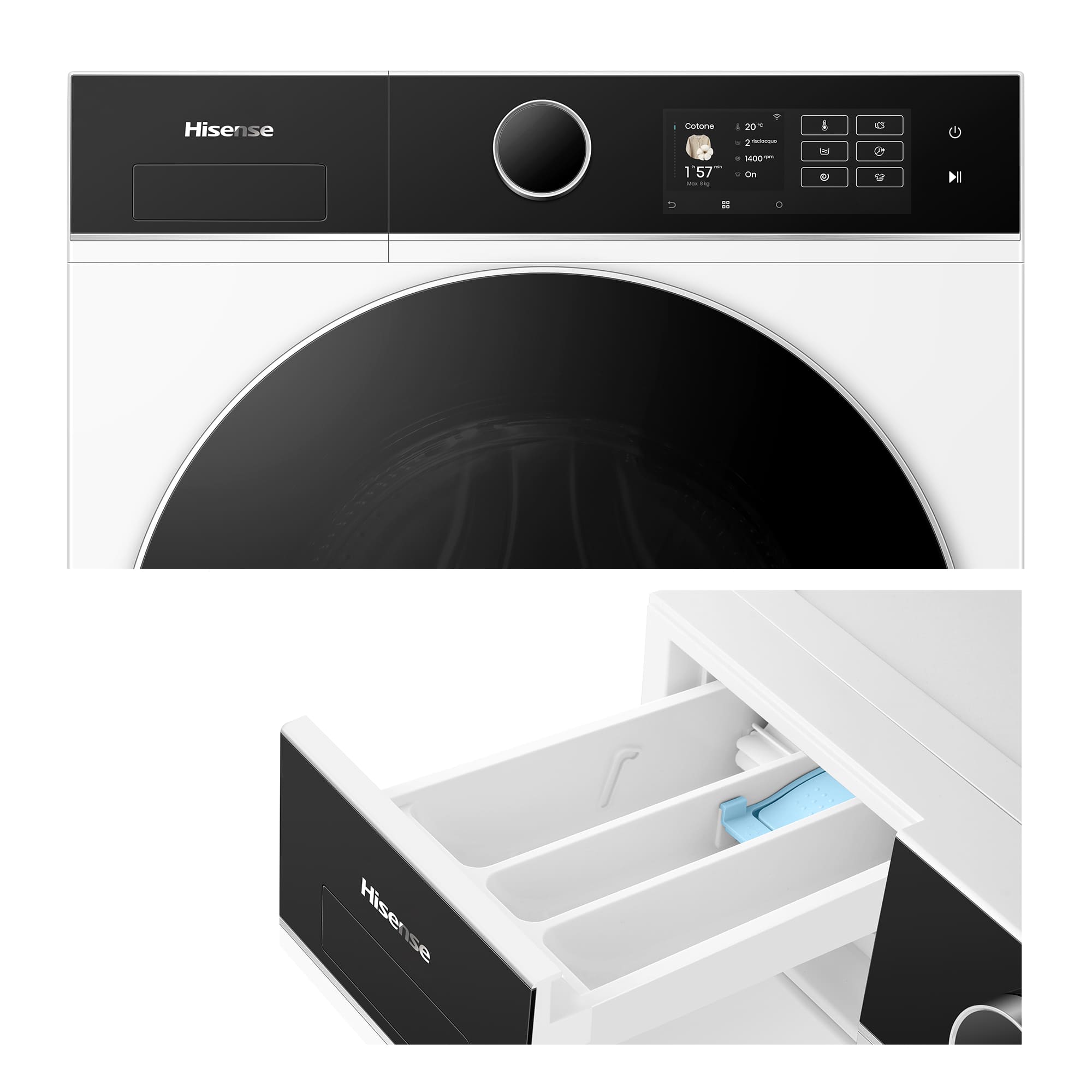 Hisense - WF5I8043BWF – Máquina de Lavar Roupa Serie 5i, 8Kg, Classe A
