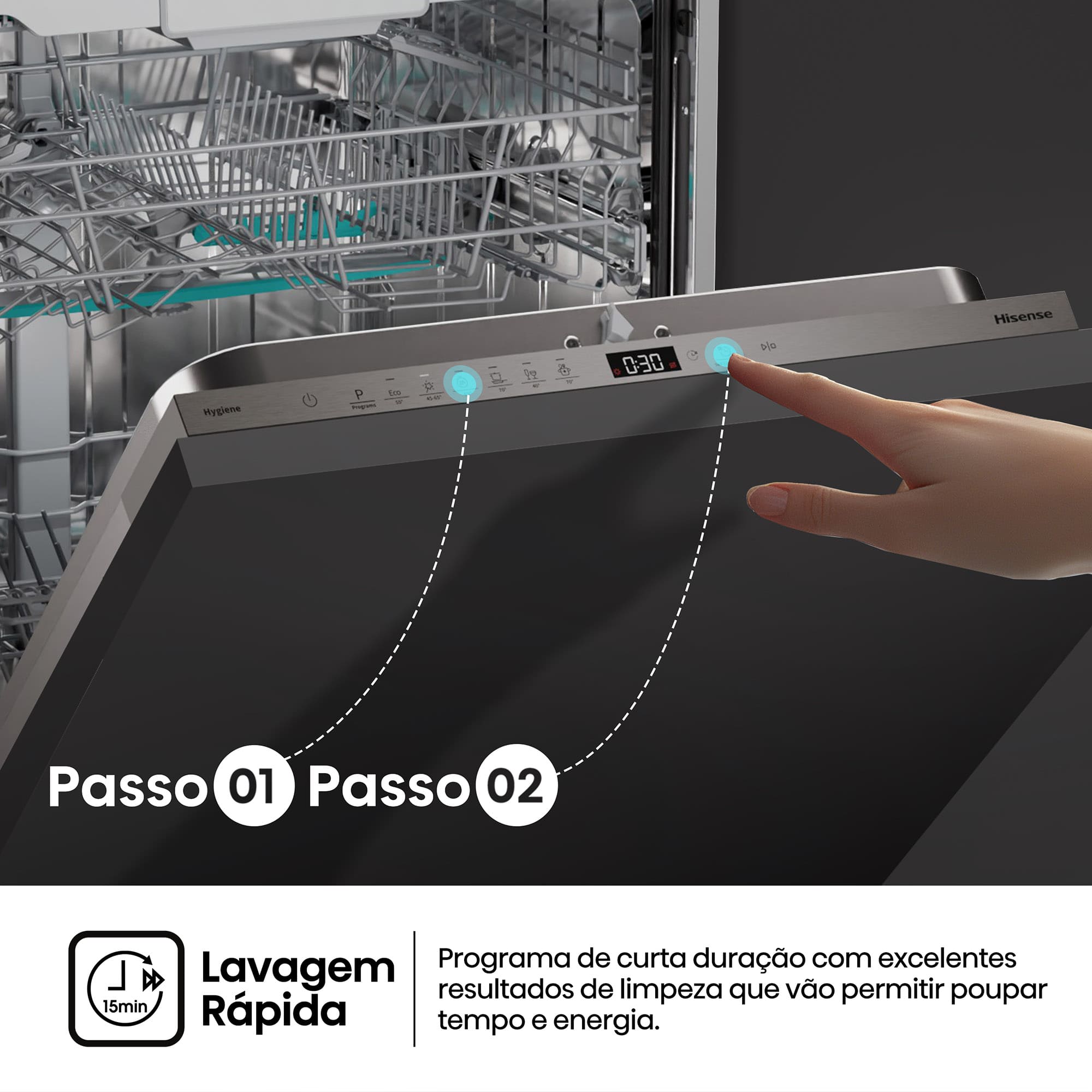 Hisense - HV16D5 – Máquina de Lavar Loiça de Encastre 16 conjuntos, Classe D