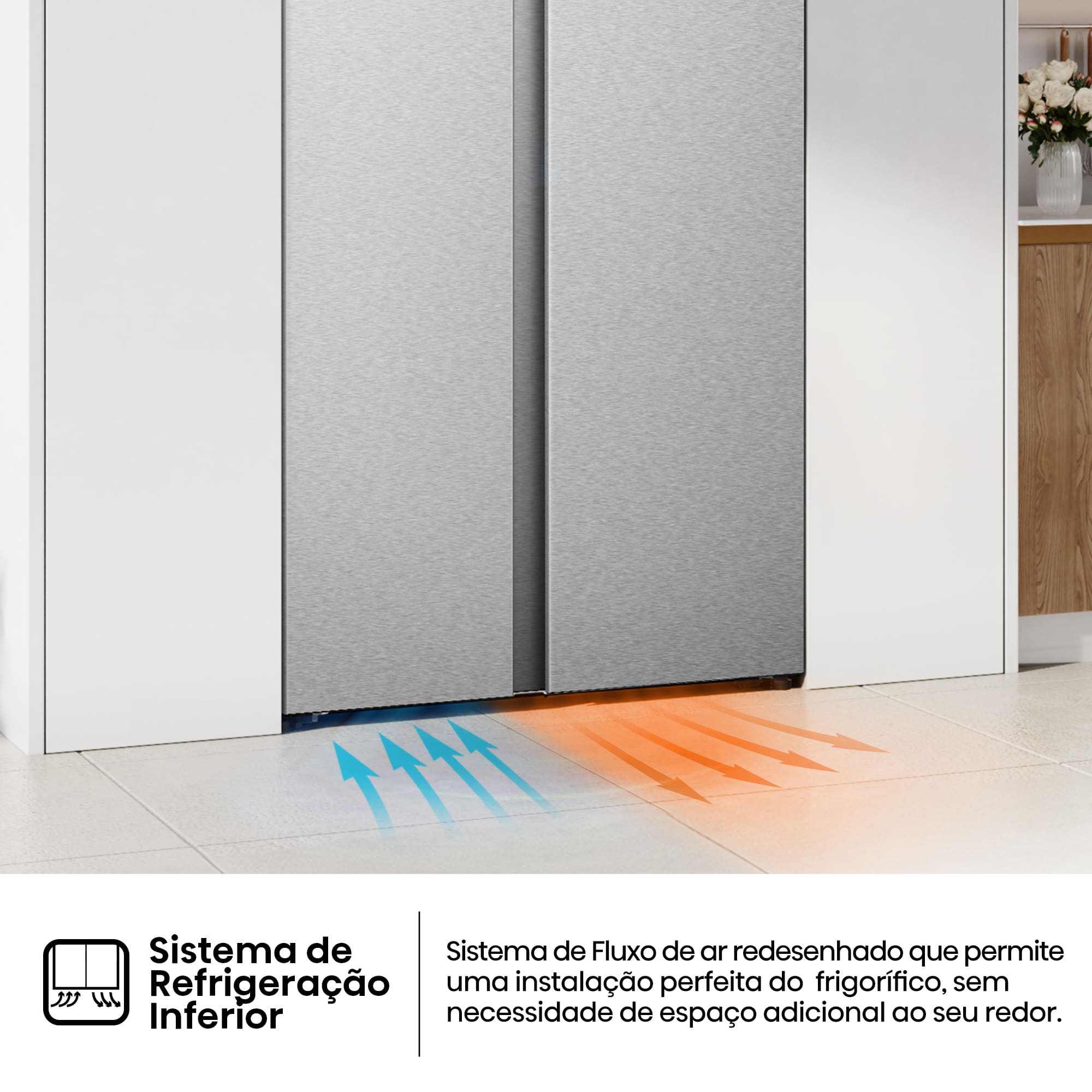 Hisense - RS3P538NAIE – Frigorífico Americano Side By Side Kitchen Fit, Classe E, 527L