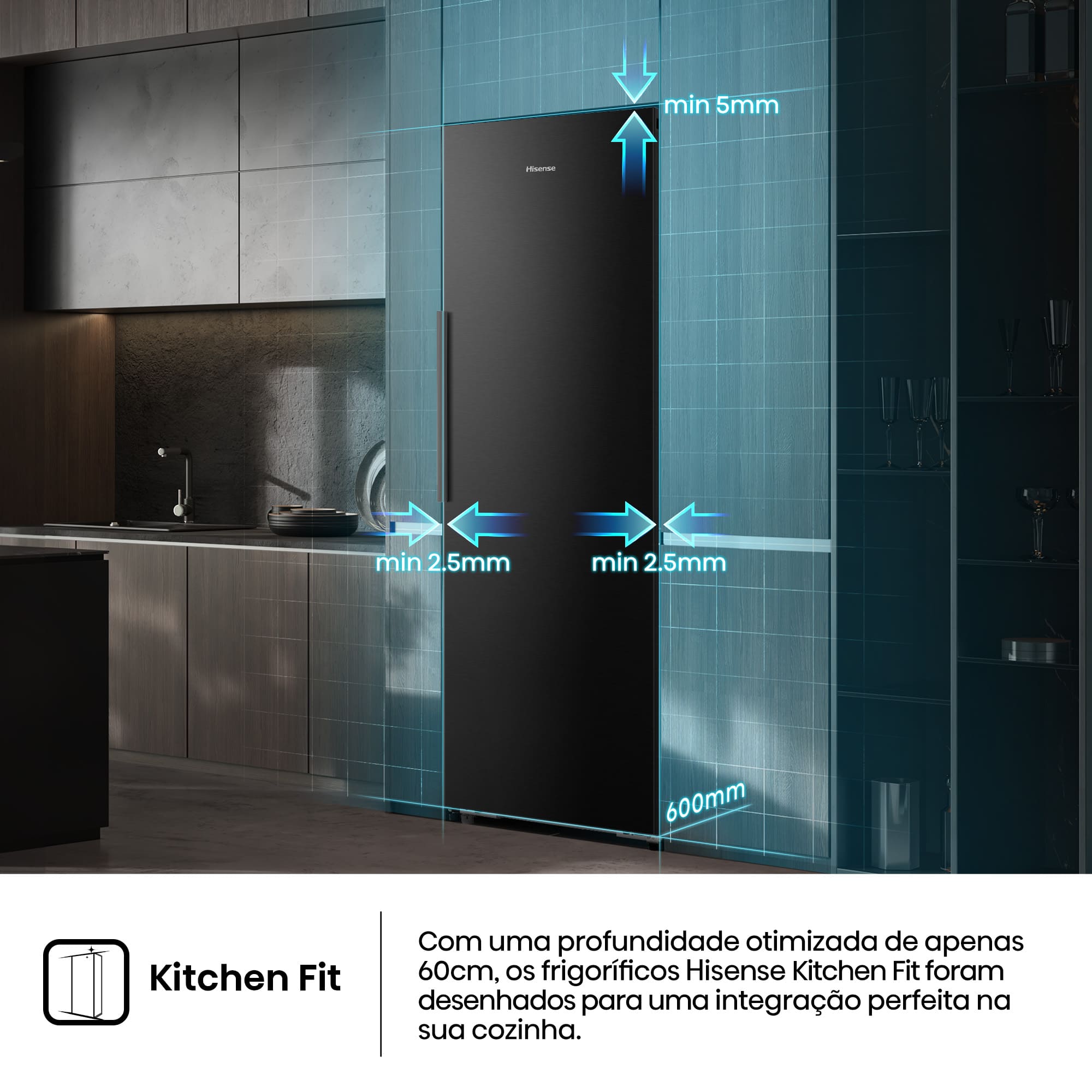 Hisense - RL3K370SAFC – Frigorífico 1 Porta Kitchen Fit, Classe C, 372L