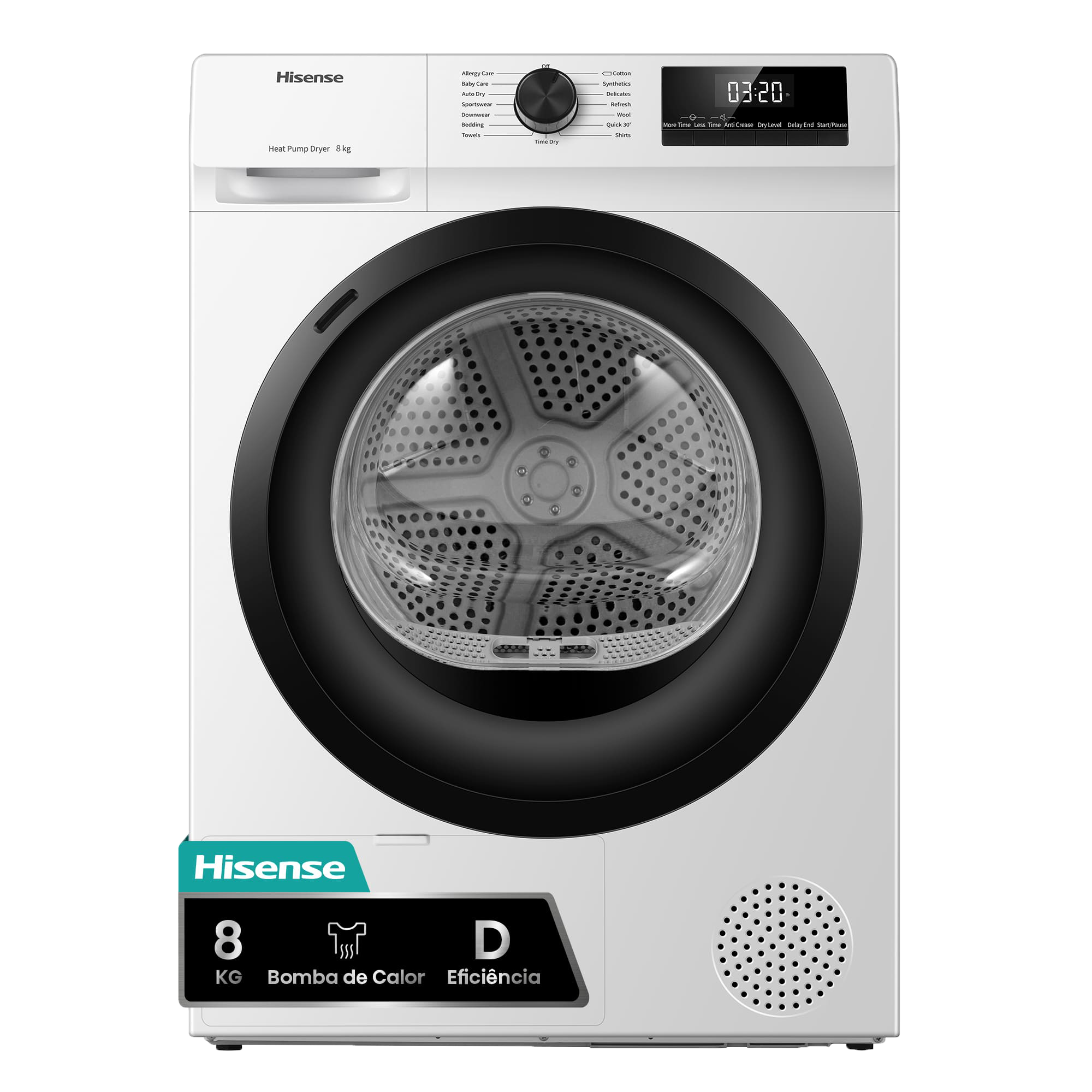 DHQE800BW2 - Máquina de Secar Roupa Serie QE, 8Kg, Classe D