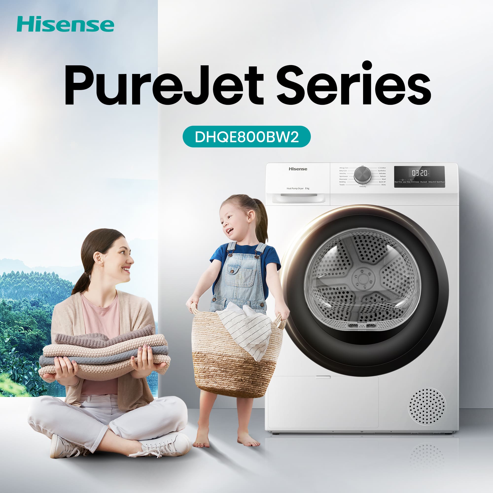 Hisense - DHQE800BW2 – Máquina de Secar Roupa Serie QE, 8Kg, Classe D