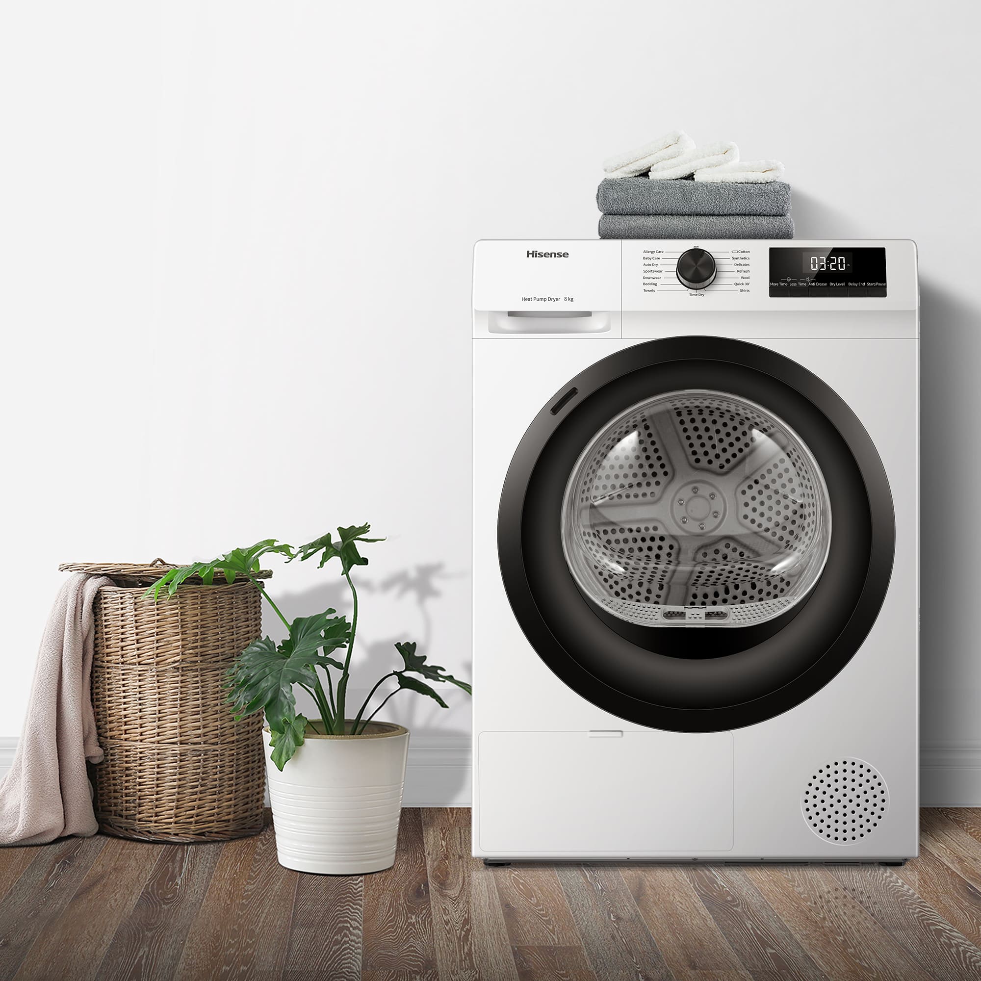 Hisense - DHQE800BW2 – Máquina de Secar Roupa Serie QE, 8Kg, Classe D