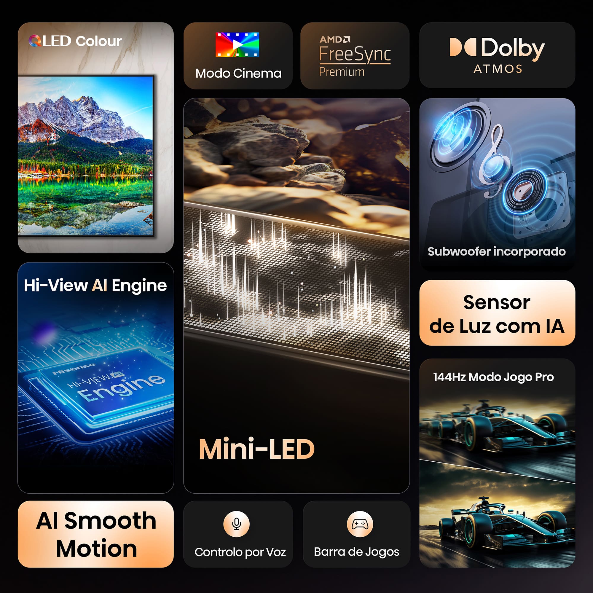 Hisense - Mini-LED TV 55E8Q 55’’ com Quantum Dot