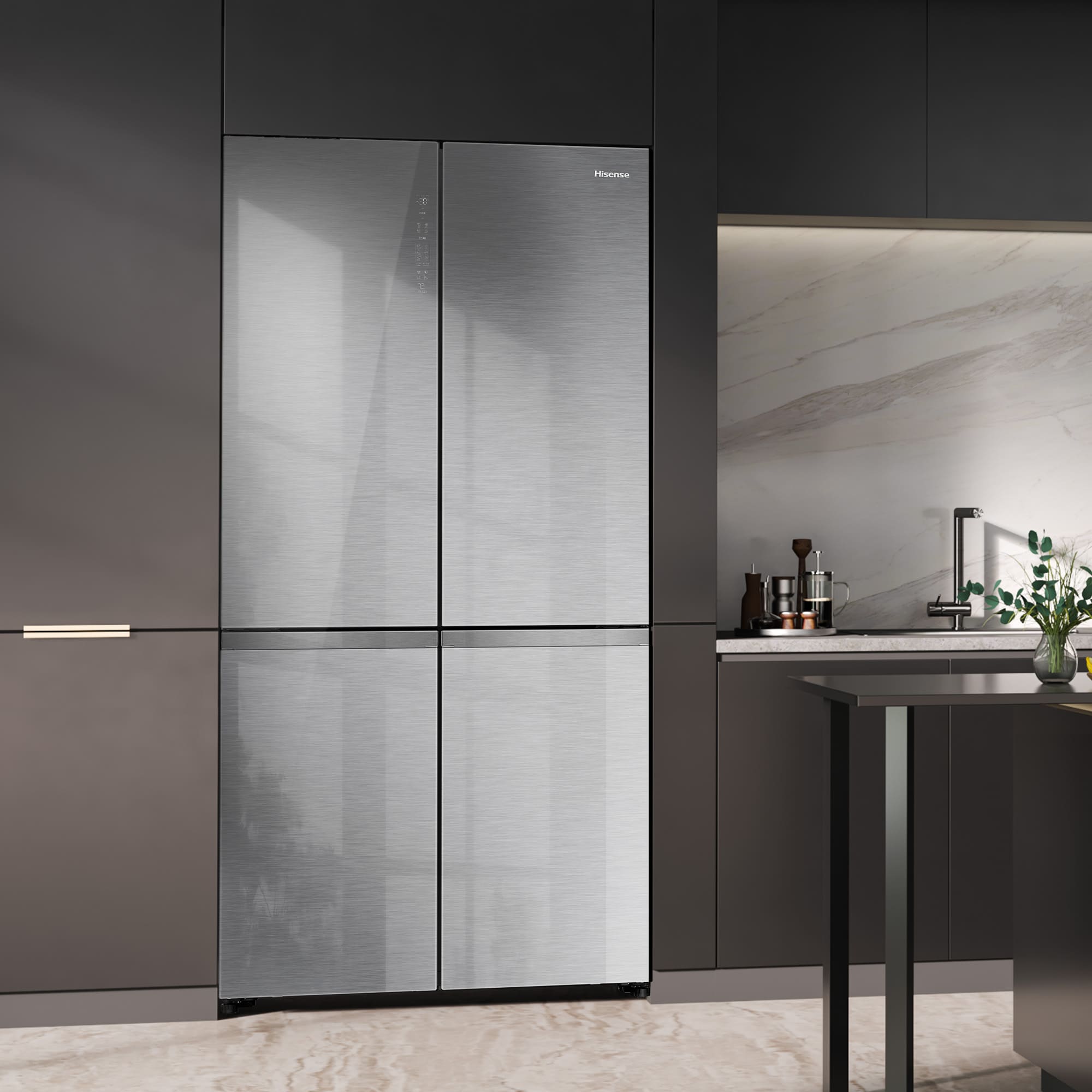 Hisense - RQ5P605NSVE – Frigorífico Americano Cross Door Kitchen Fit, Classe E, 591L