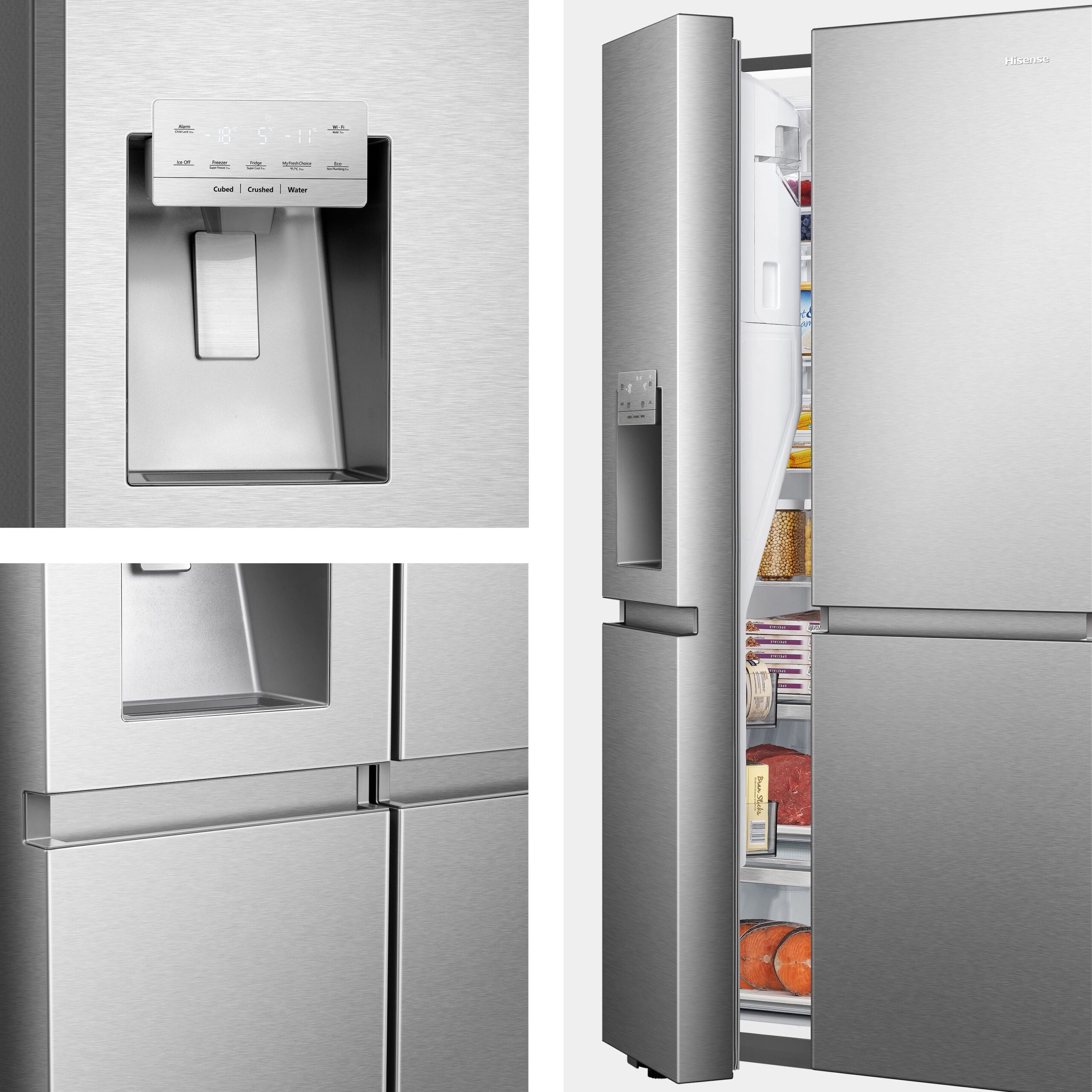 Hisense - RS818N4TIC – Frigorífico Americano Side By Side, Classe E, 632L