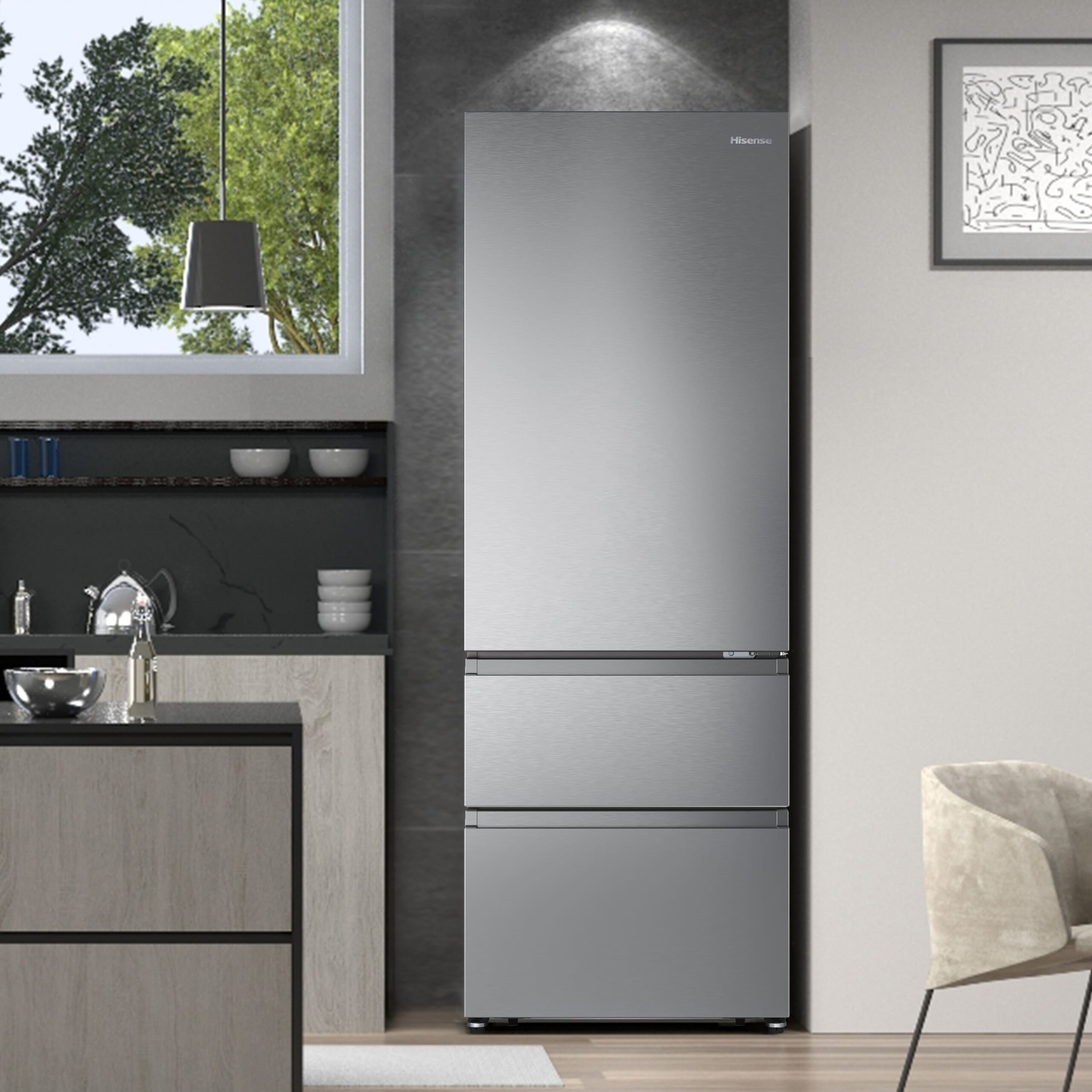 Hisense - RT641N4AIE – Combinado 3 Portas, Classe E, 493L