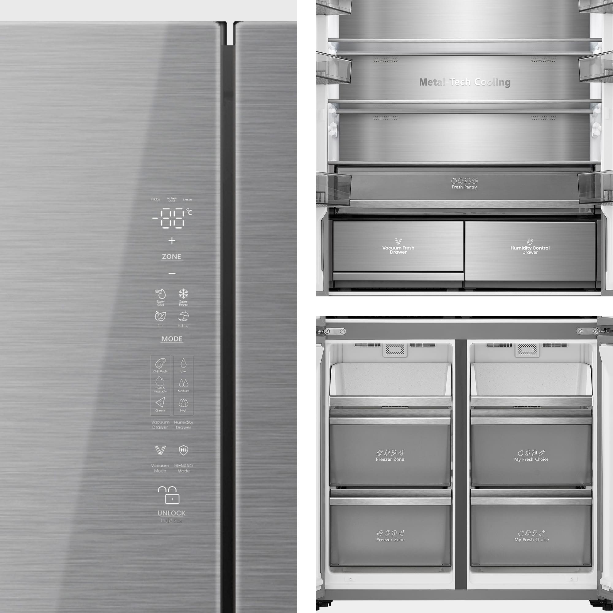 Hisense - RQ5P605NSVE – Frigorífico Americano Cross Door Kitchen Fit, Classe E, 591L