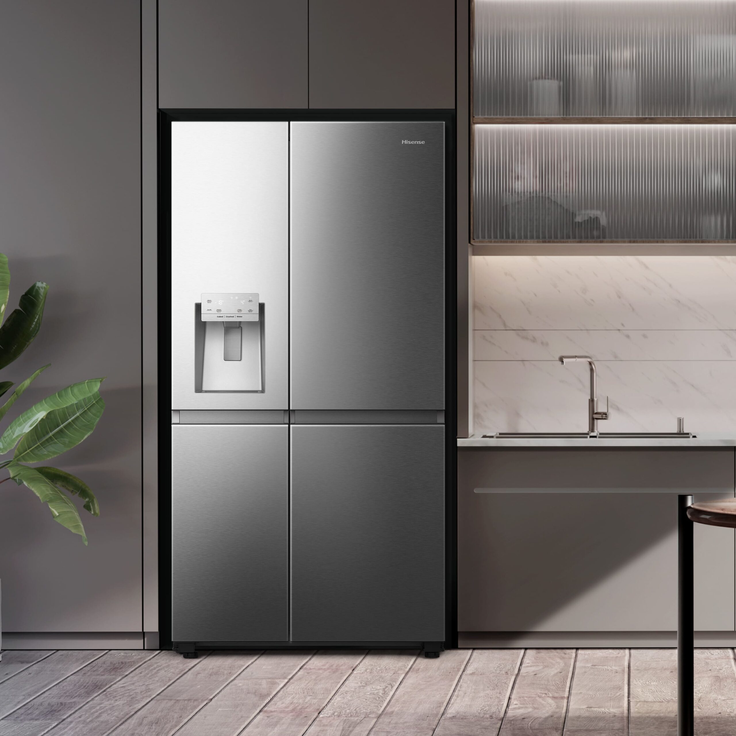 Hisense - RS818N4TIC – Frigorífico Americano Side By Side, Classe E, 632L