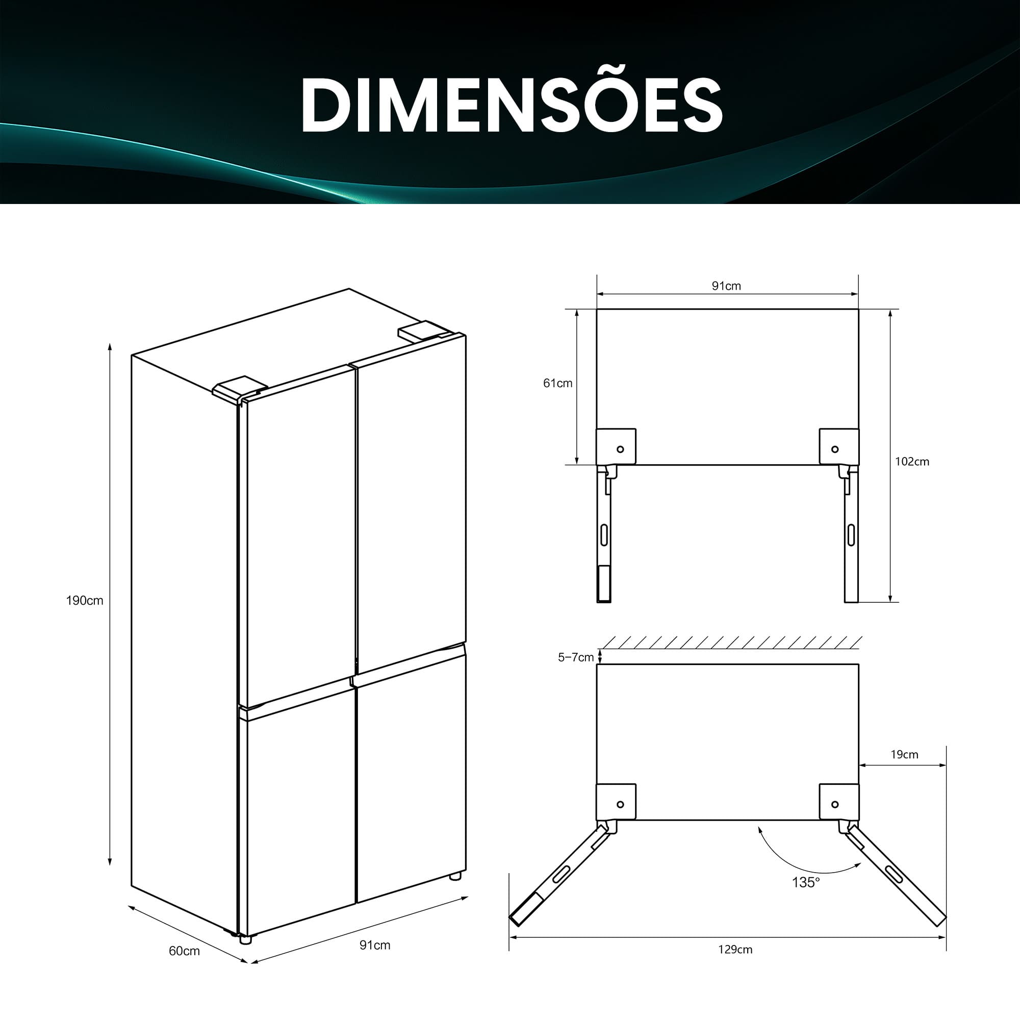 Hisense - RQ5P605NSVE – Frigorífico Americano Cross Door Kitchen Fit, Classe E, 591L