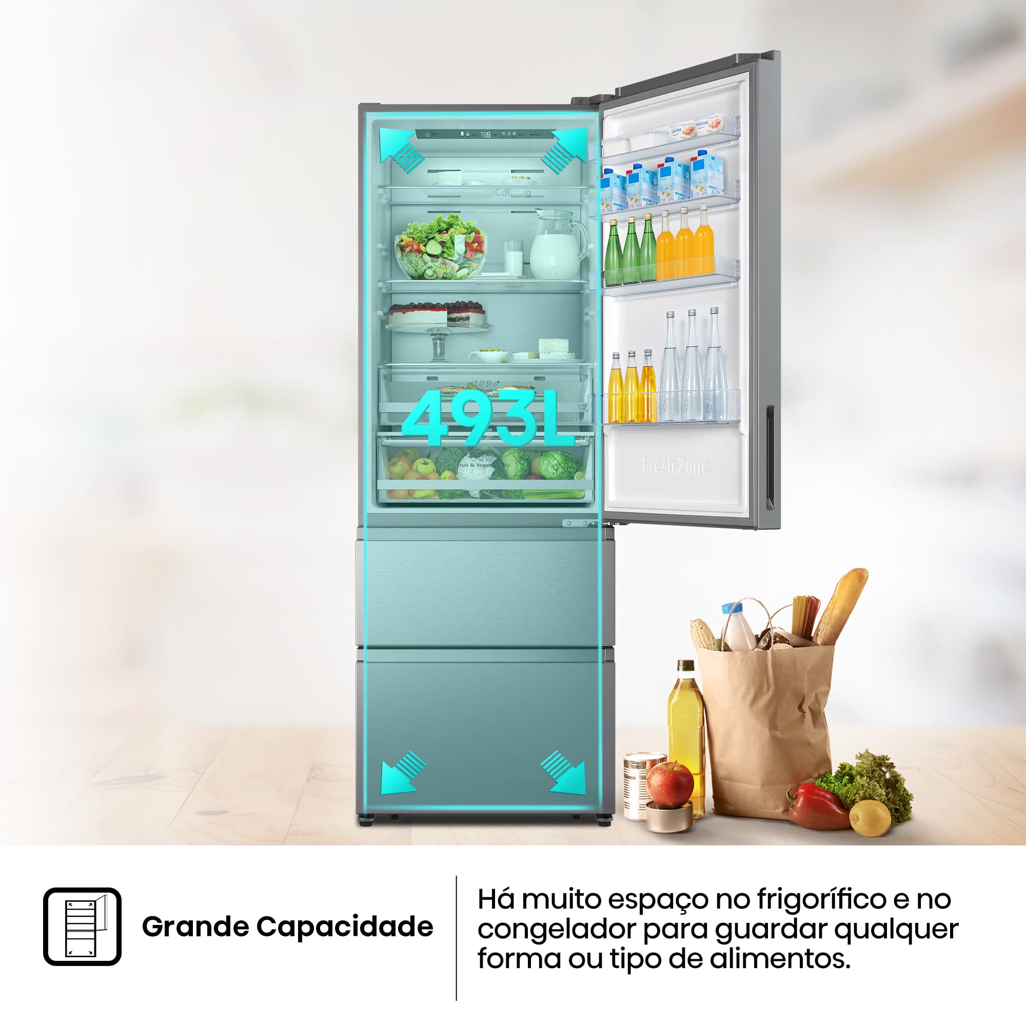 Hisense - RT641N4AIE – Combinado 3 Portas, Classe E, 493L