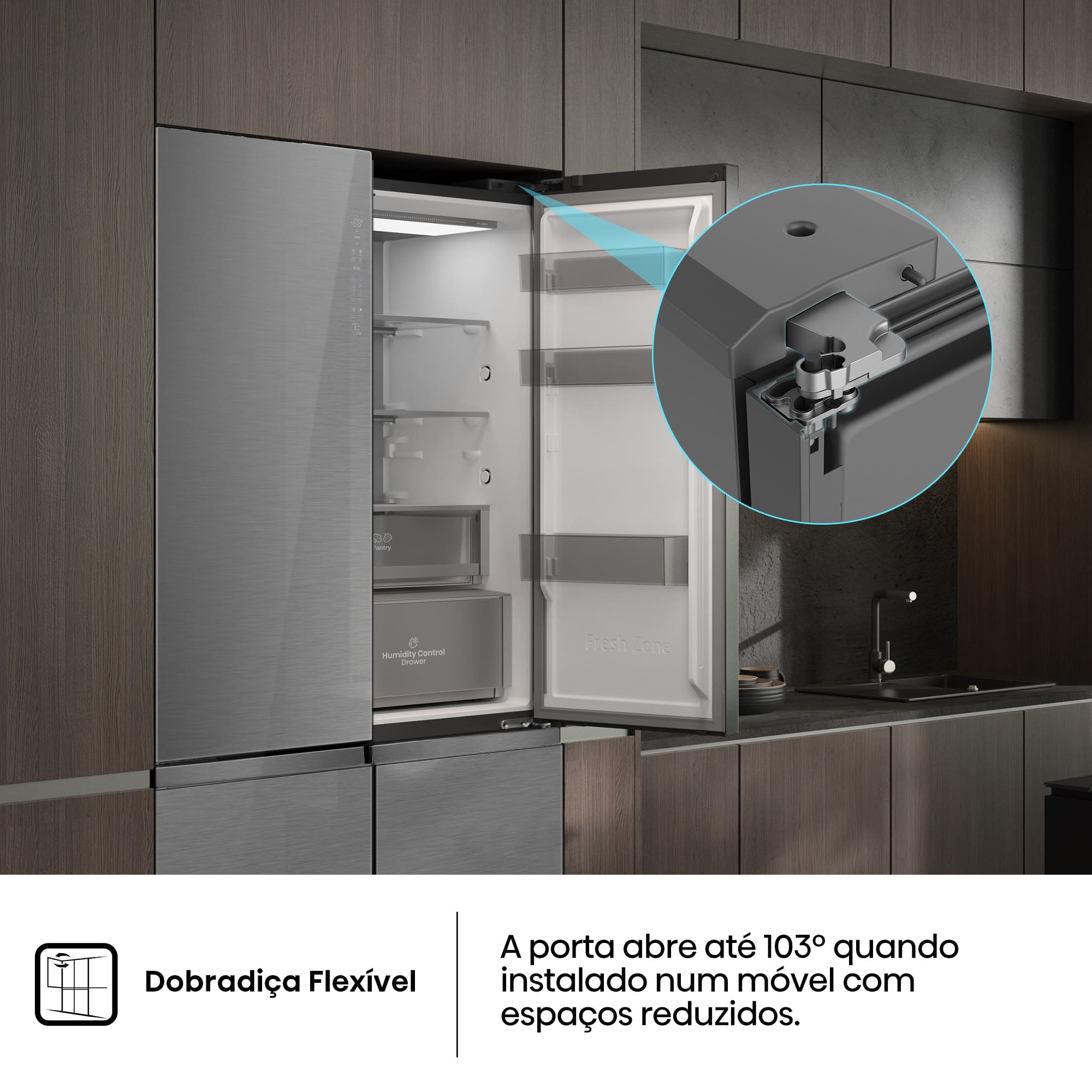 Hisense - RQ5P605NSVE – Frigorífico Americano Cross Door Kitchen Fit, Classe E, 591L