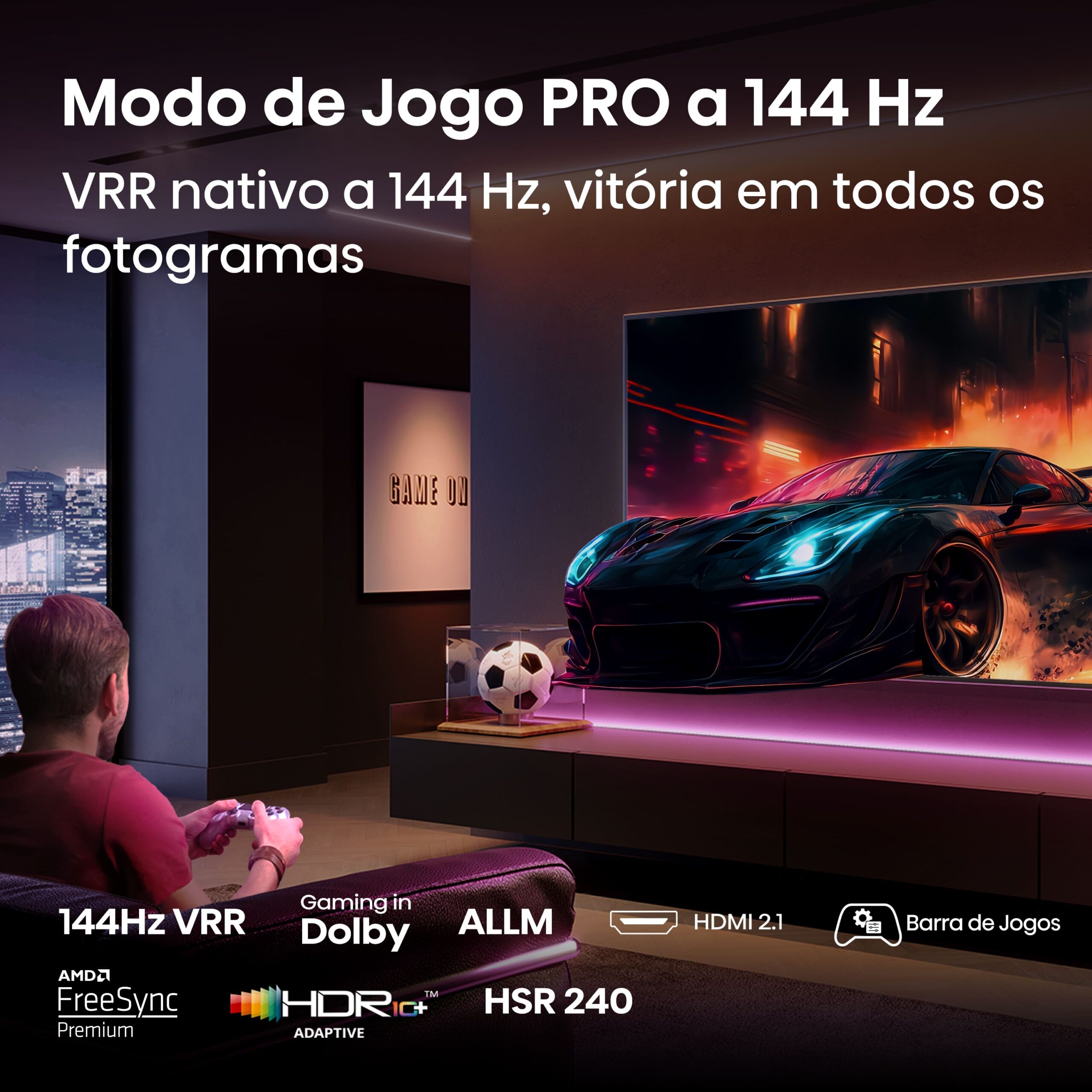 Hisense - Série E7Q PRO QLED TV 55E7Q PRO Gaming TV 55 Polegadas com modo jogo 144Hz