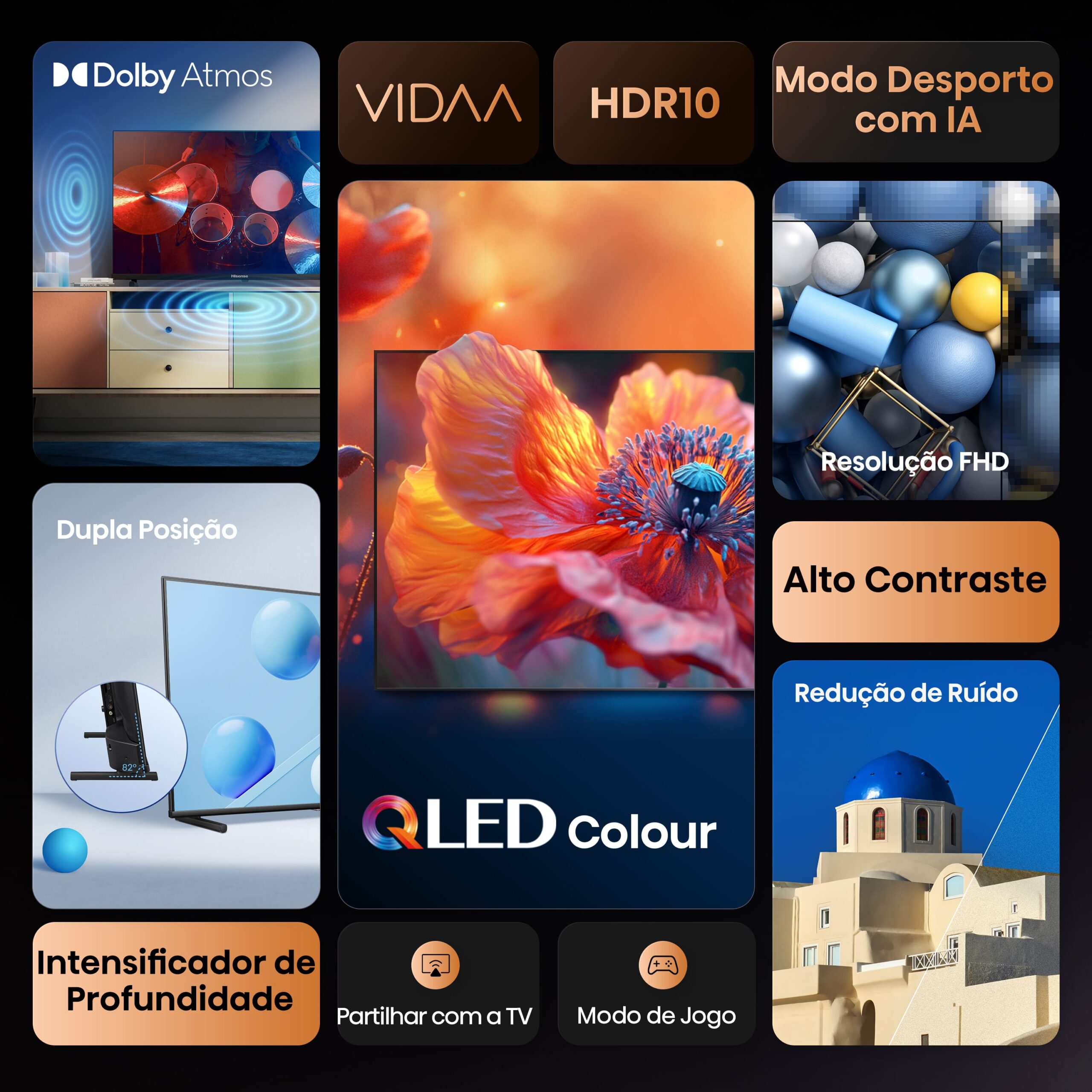 Hisense - Série A5Q QLED TV 32A5Q Smart TV 32 Polegadas TV com Dolby Atmos