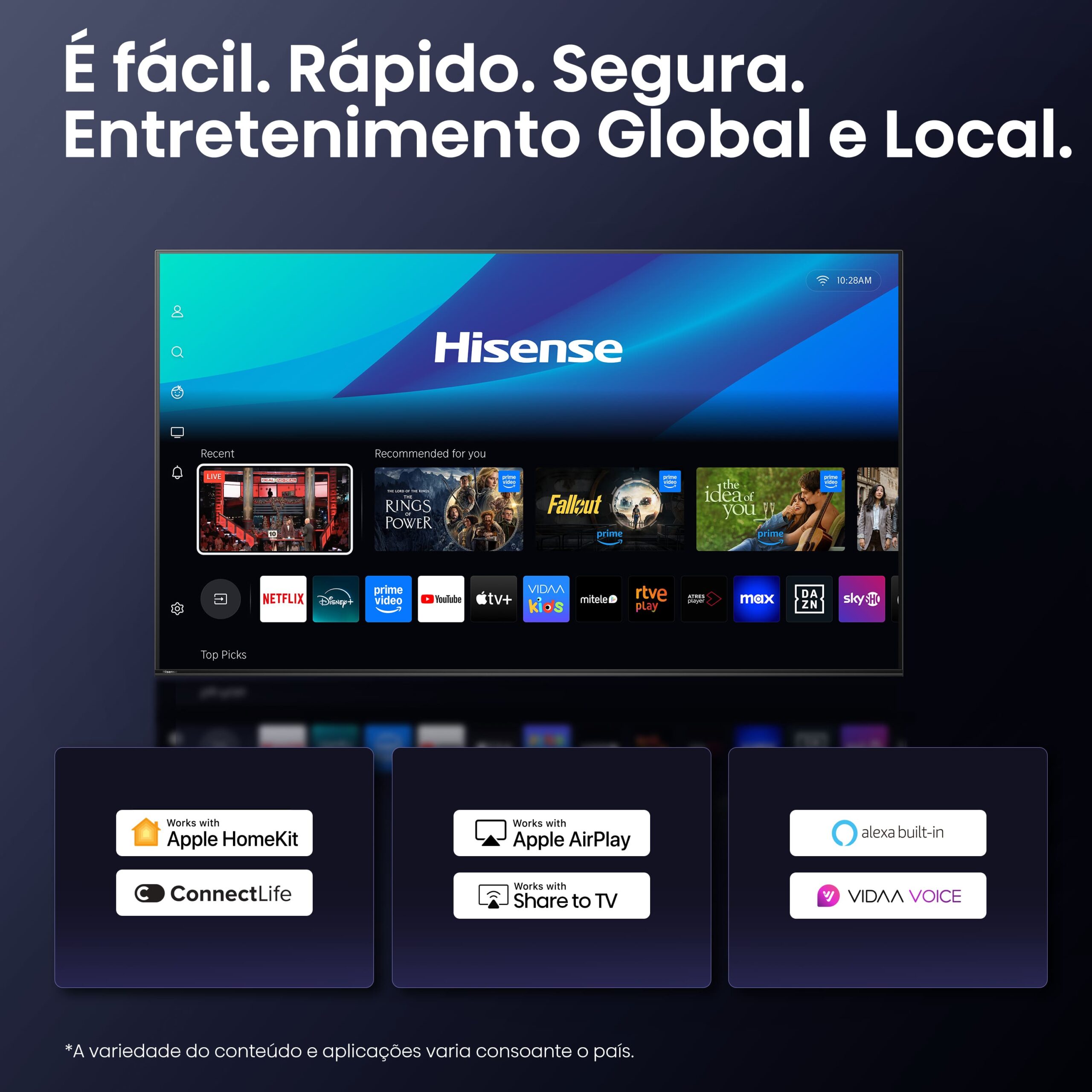 Hisense - Série U8Q Mini-Led TV 65U8Q Smart TV 65 Polegadas, TV com Quantum Dot Colour