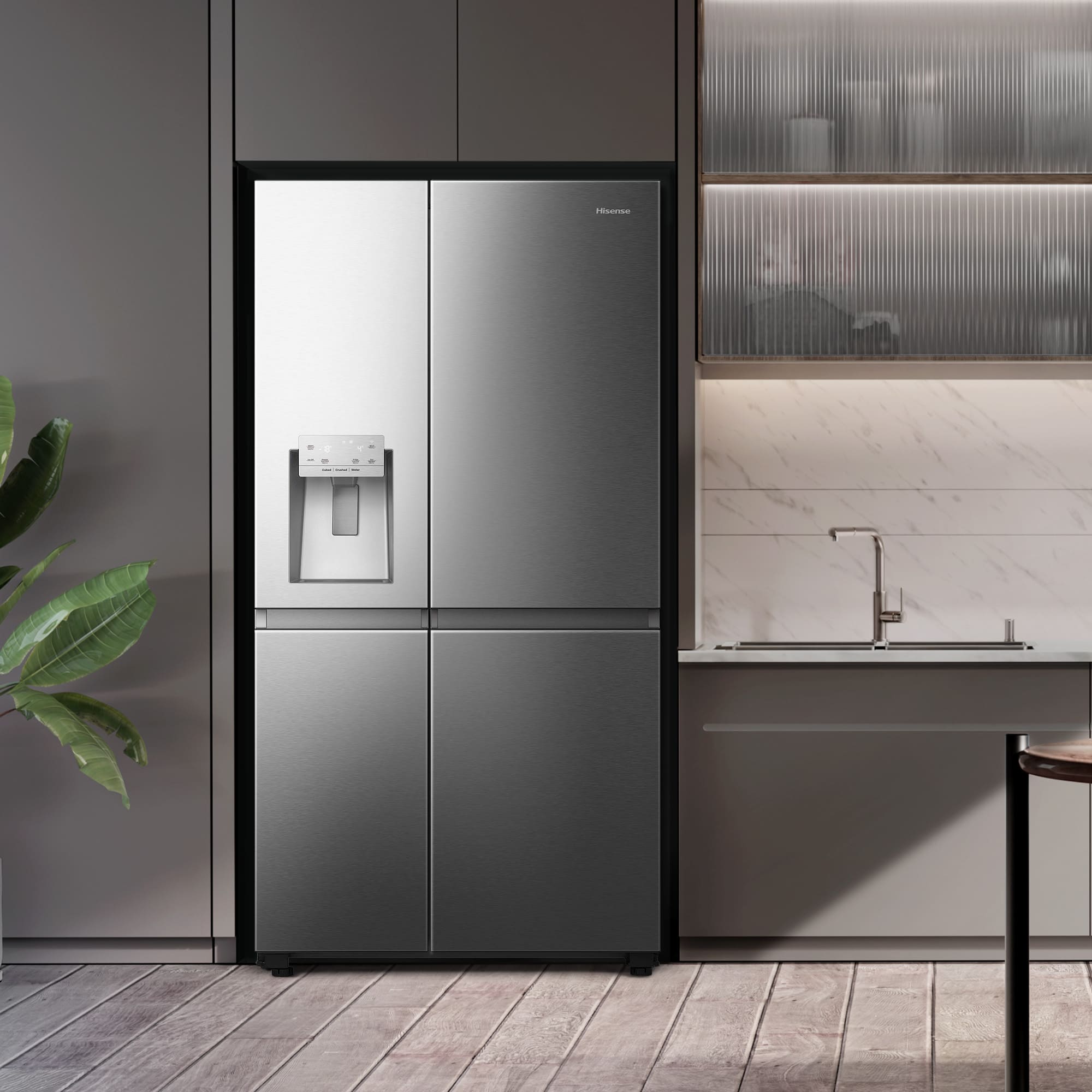 Hisense - RS818N4TIC – Frigorífico Americano Side By Side, Classe C, 632L