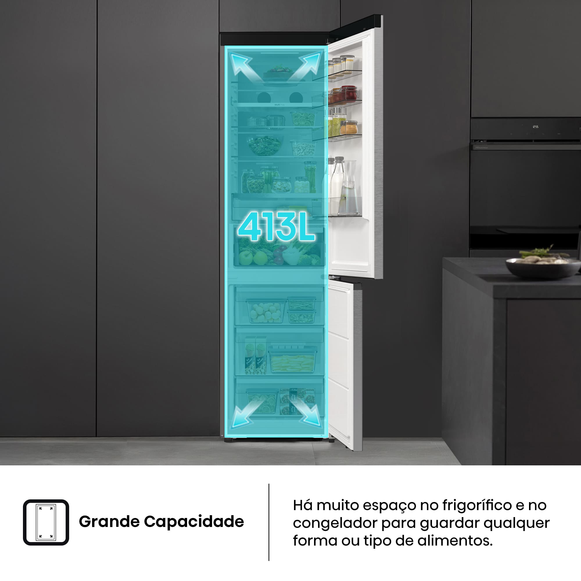 Hisense - RB5P410SACC – Combinado 2 Portas, Classe C, 413L