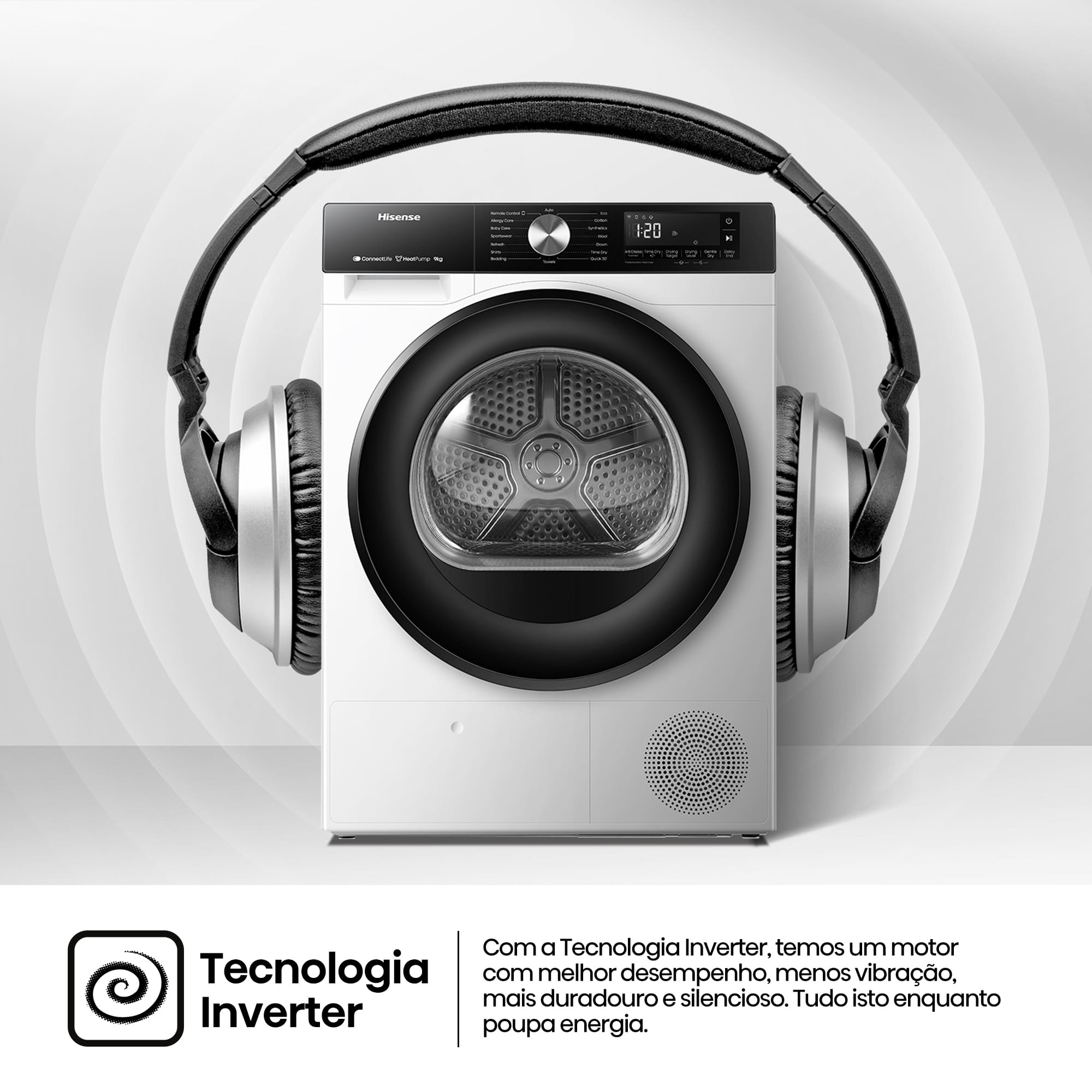 Hisense - DH3S902BWCC – Máquina de Secar Roupa Série 3S, 9Kg, Classe C