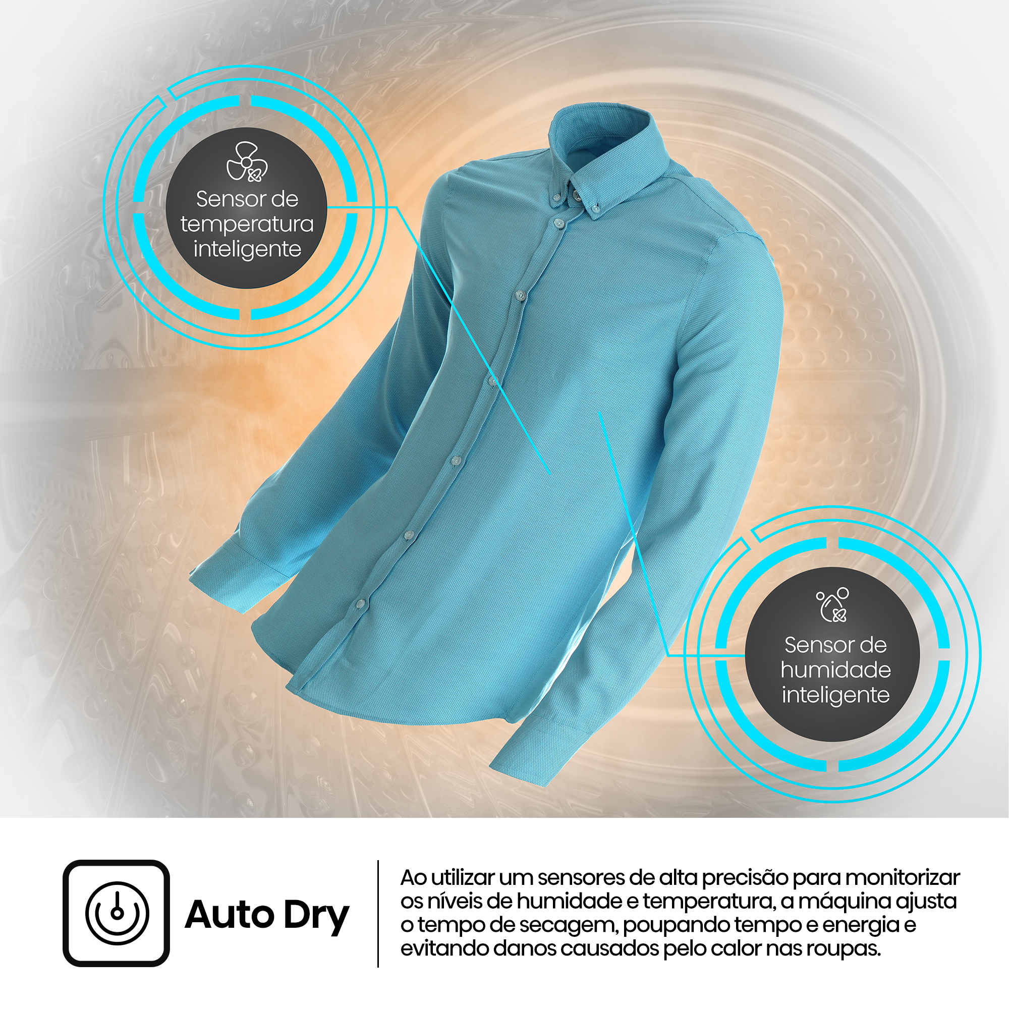 Hisense - DH3S902BWCC – Máquina de Secar Roupa Série 3S, 9Kg, Classe C