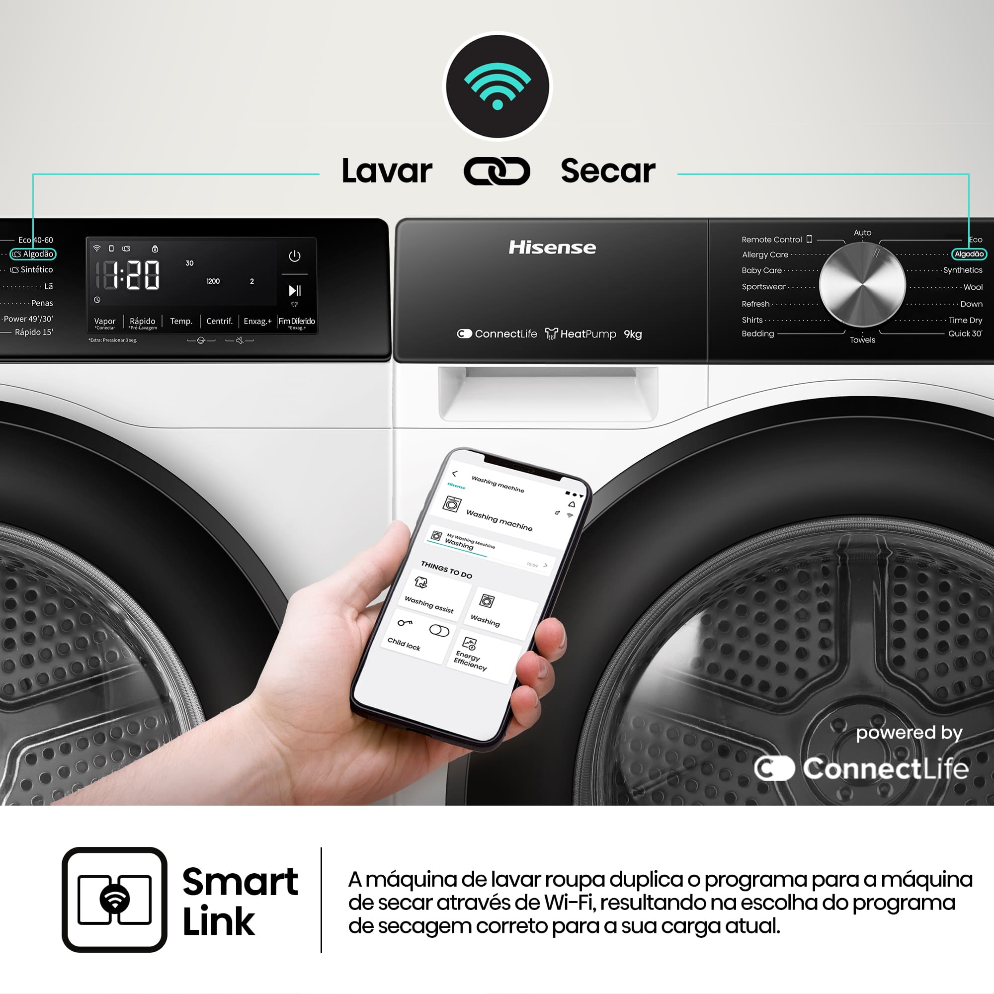 Hisense - DH3S902BWCC – Máquina de Secar Roupa Série 3S, 9Kg, Classe C