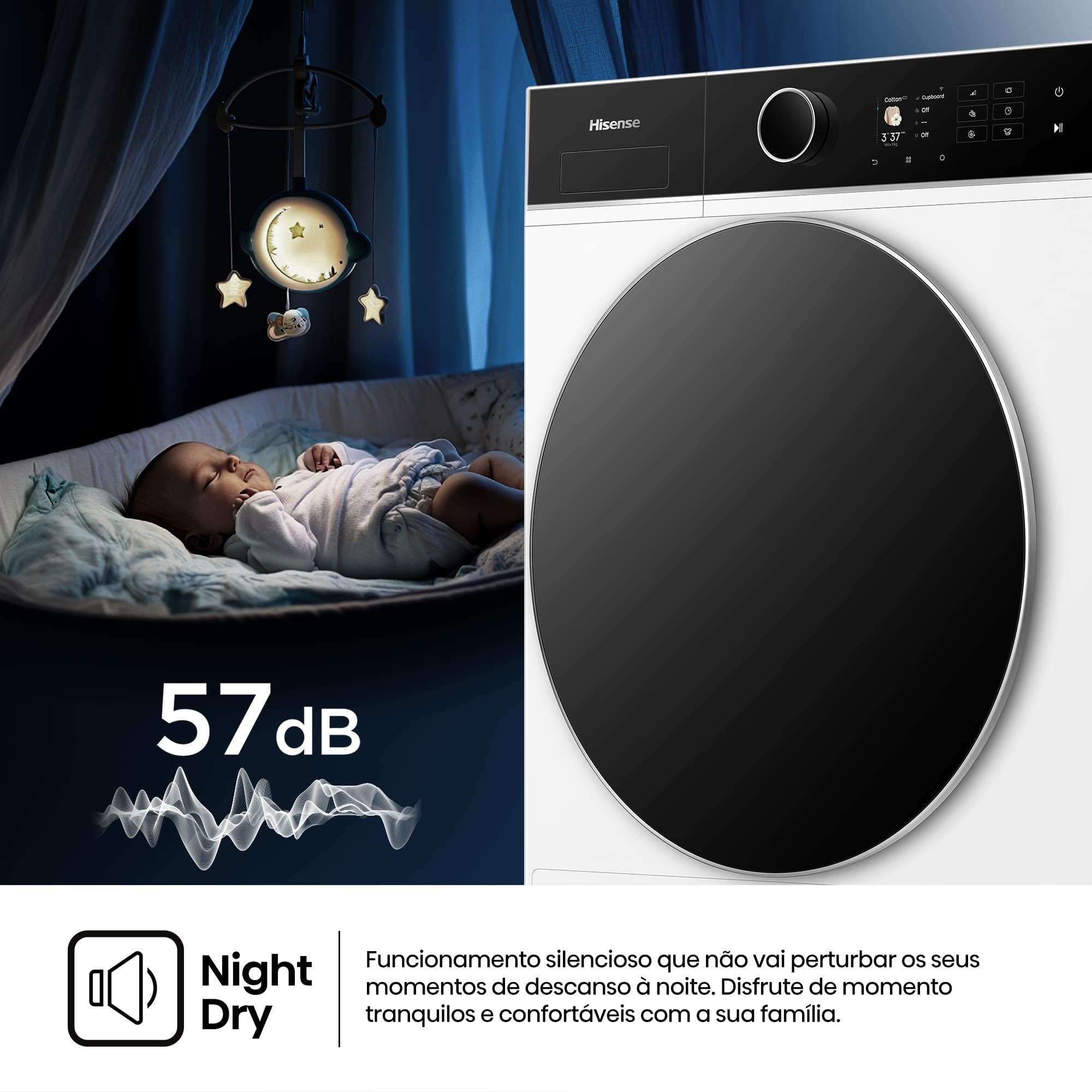 Hisense - DH5I804BWCD – Máquina de Secar Roupa Serie 5i, 8Kg, Classe C