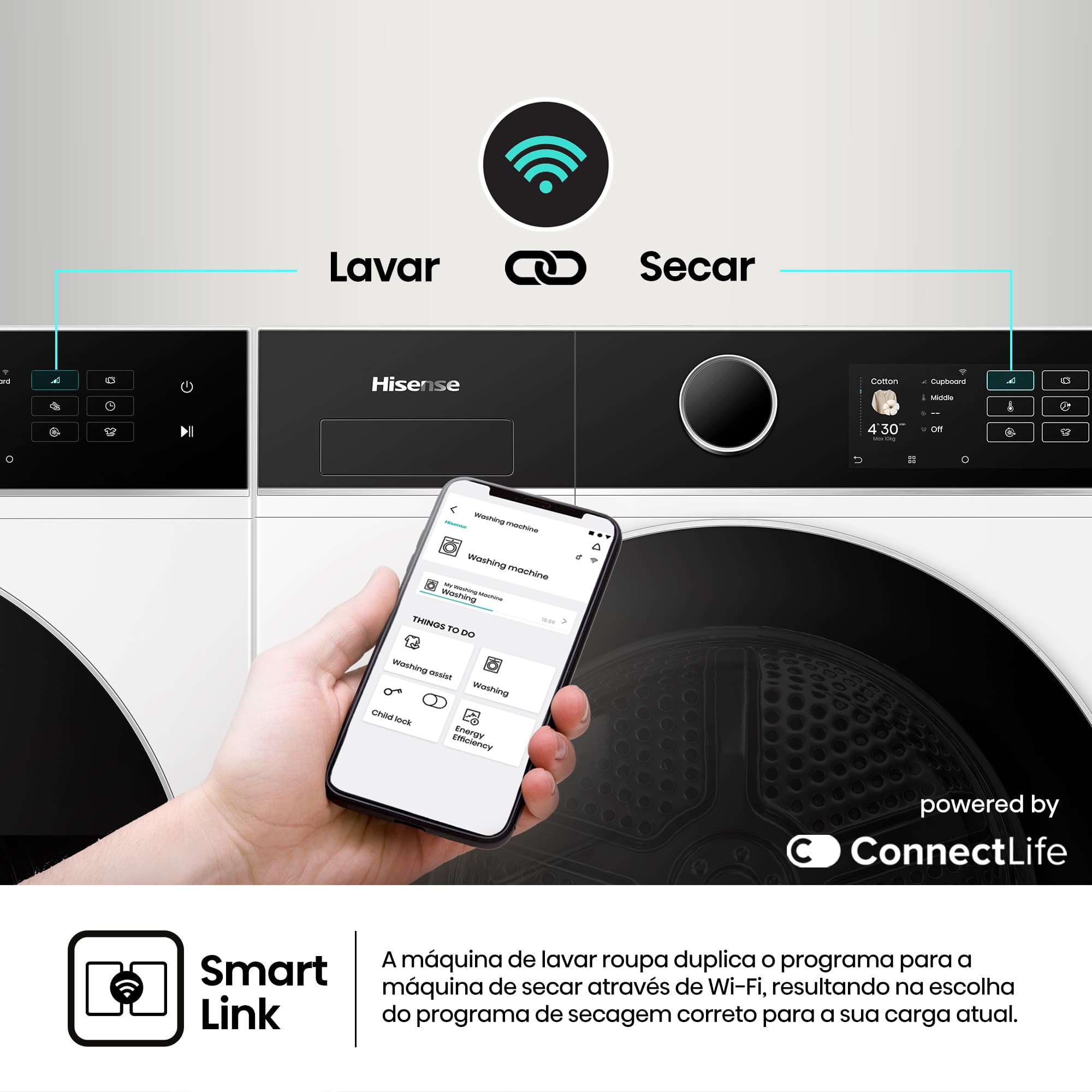 Hisense - DH5I804BWCD – Máquina de Secar Roupa Serie 5i, 8Kg, Classe C