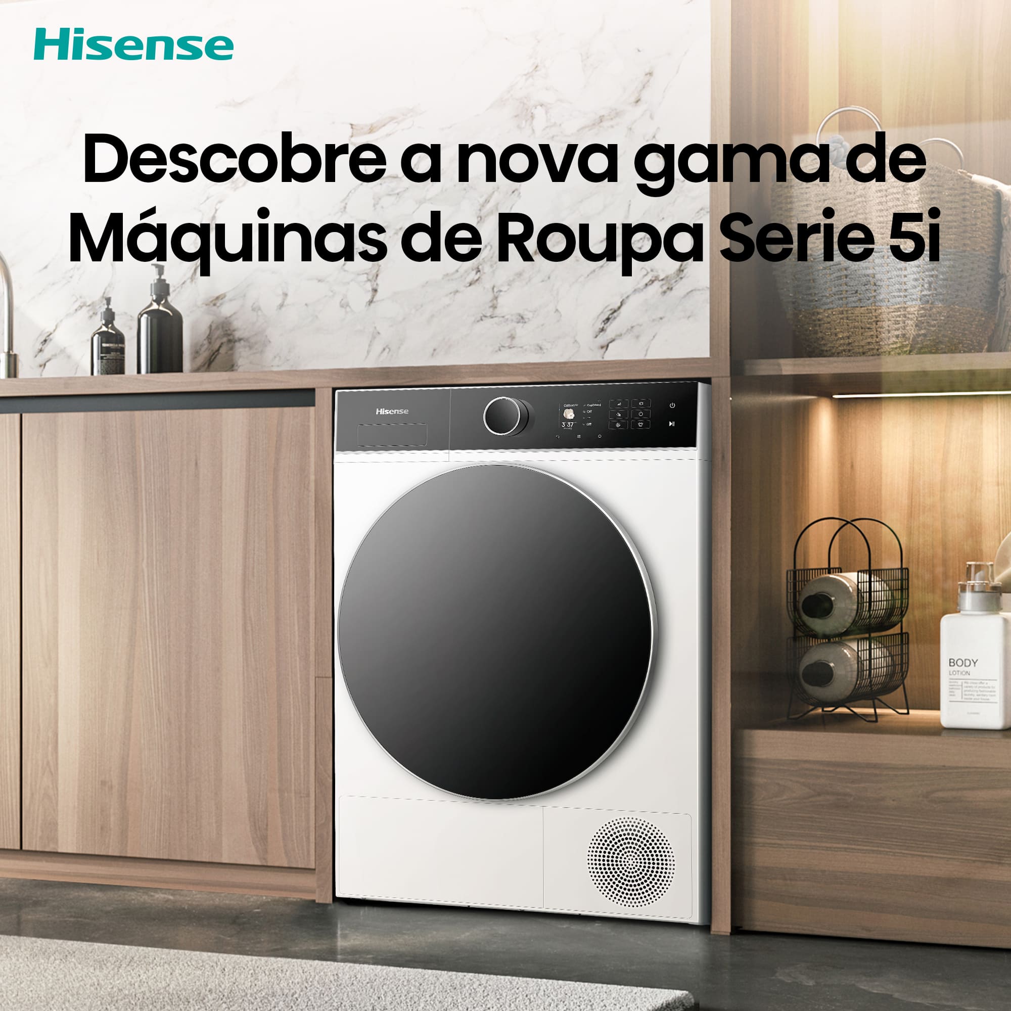 Hisense - DH5I804BWCD – Máquina de Secar Roupa Serie 5i, 8Kg, Classe C