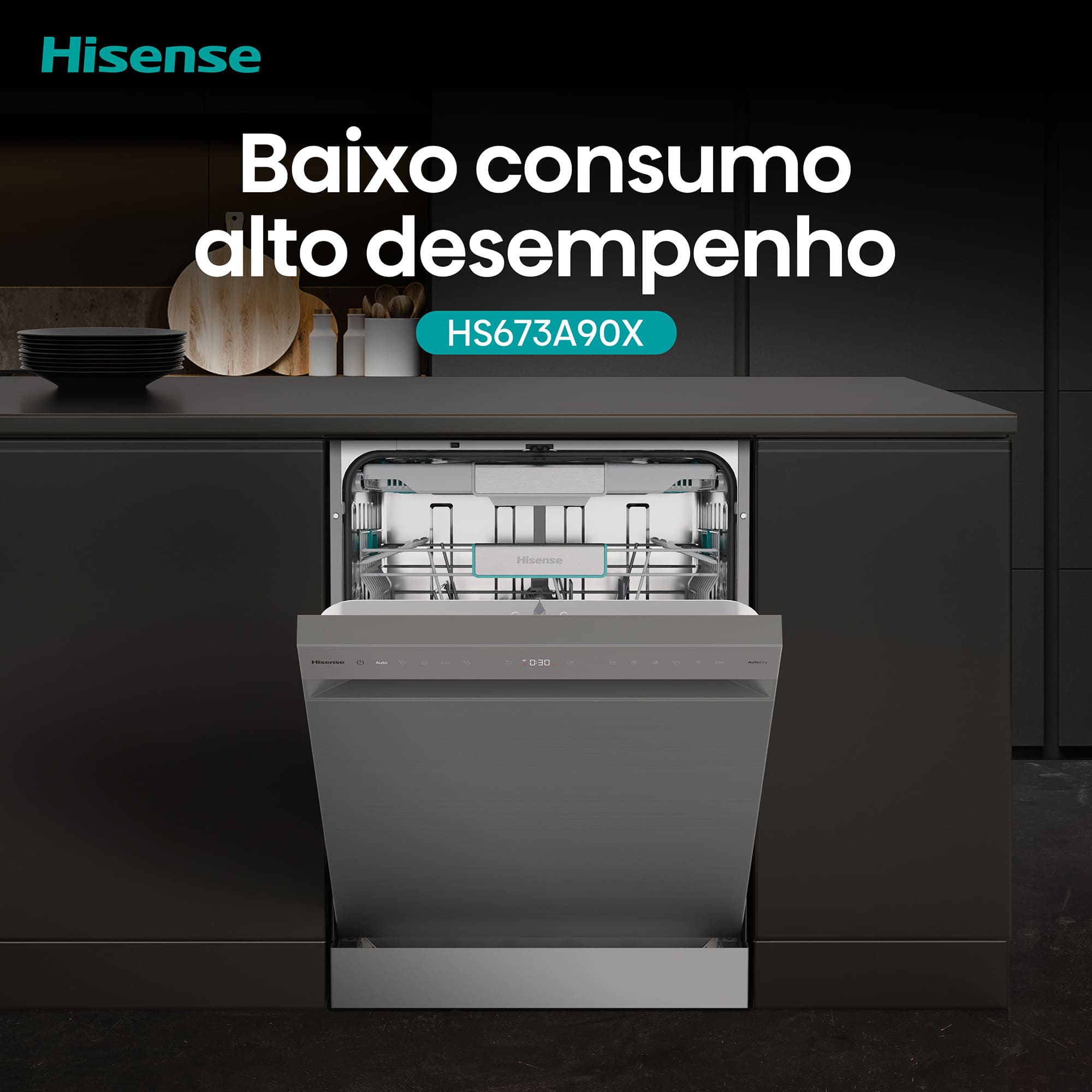 Hisense - HS673A90X  – Máquina de Lavar Loiça 16 conjuntos, Classe A