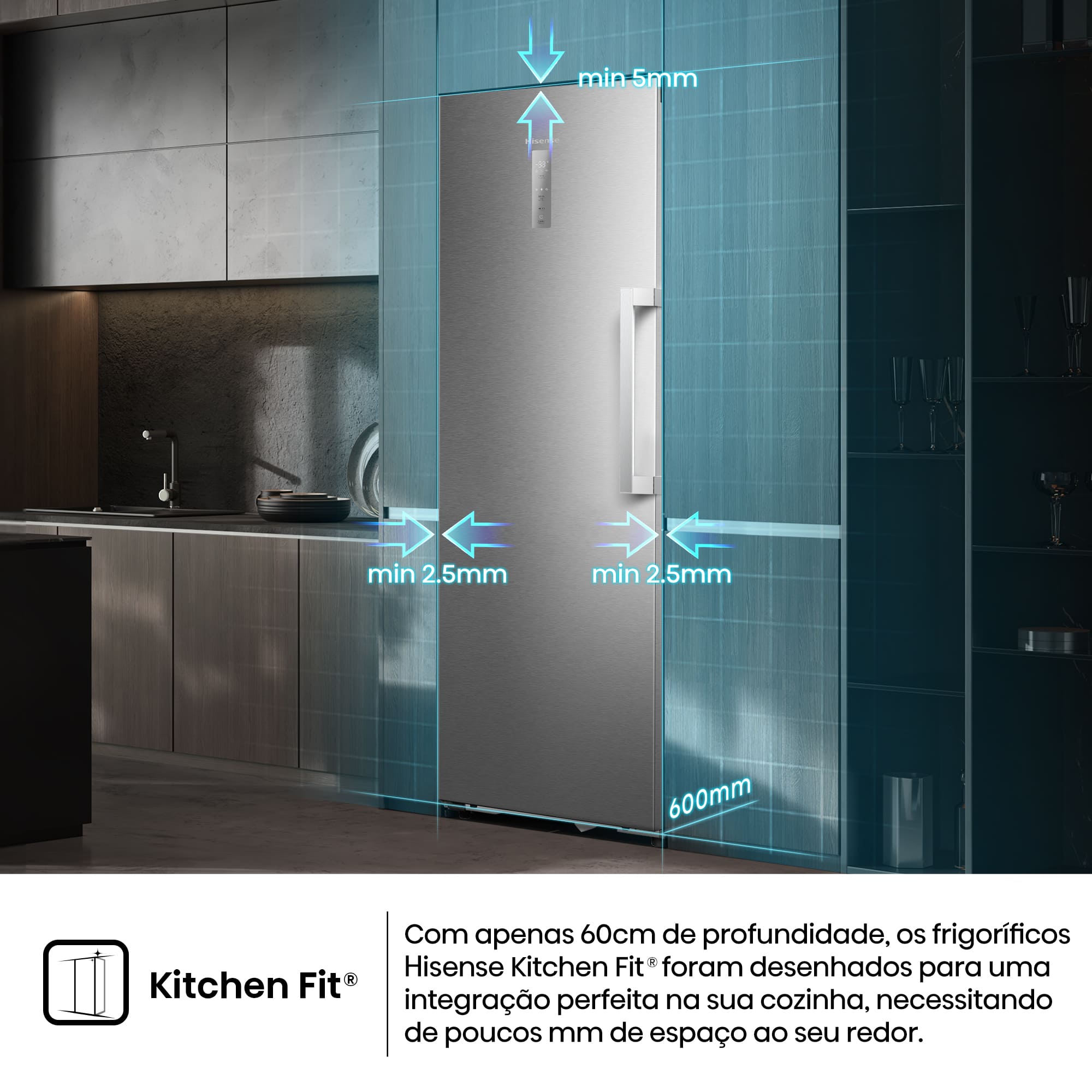 Hisense - FT3K310SAIE1 – Arca Vertical Kitchen Fit, Classe E, 312L